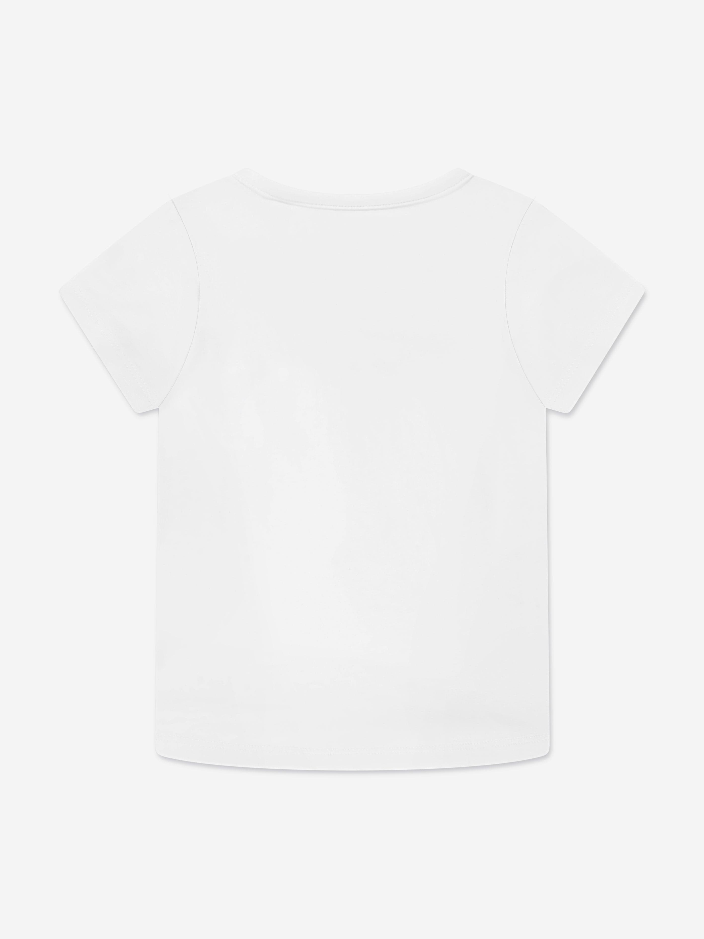 Guess Girls Logo Print T-Shirt in White