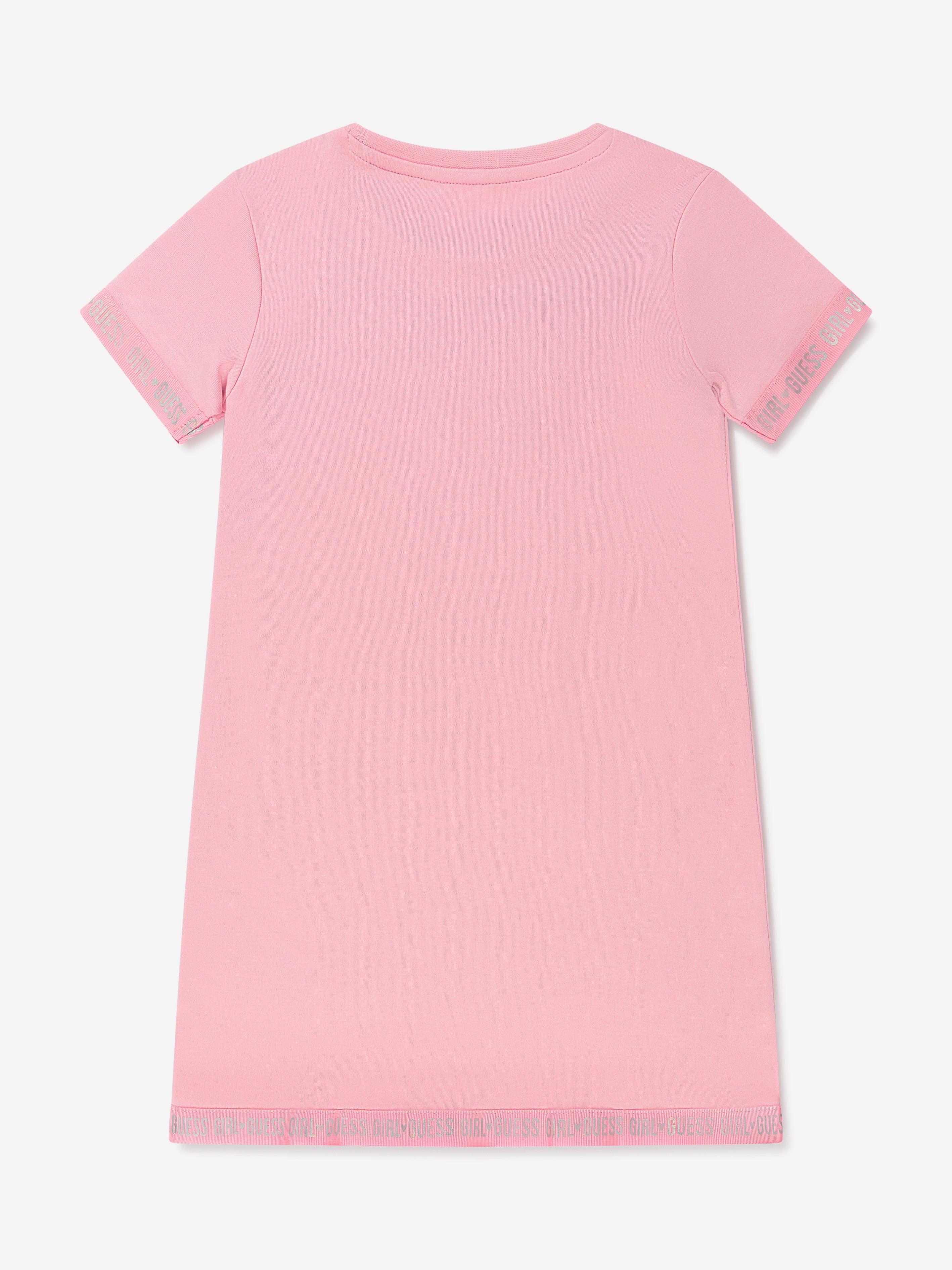 Guess Girls Logo T-Shirt Dress in Pink