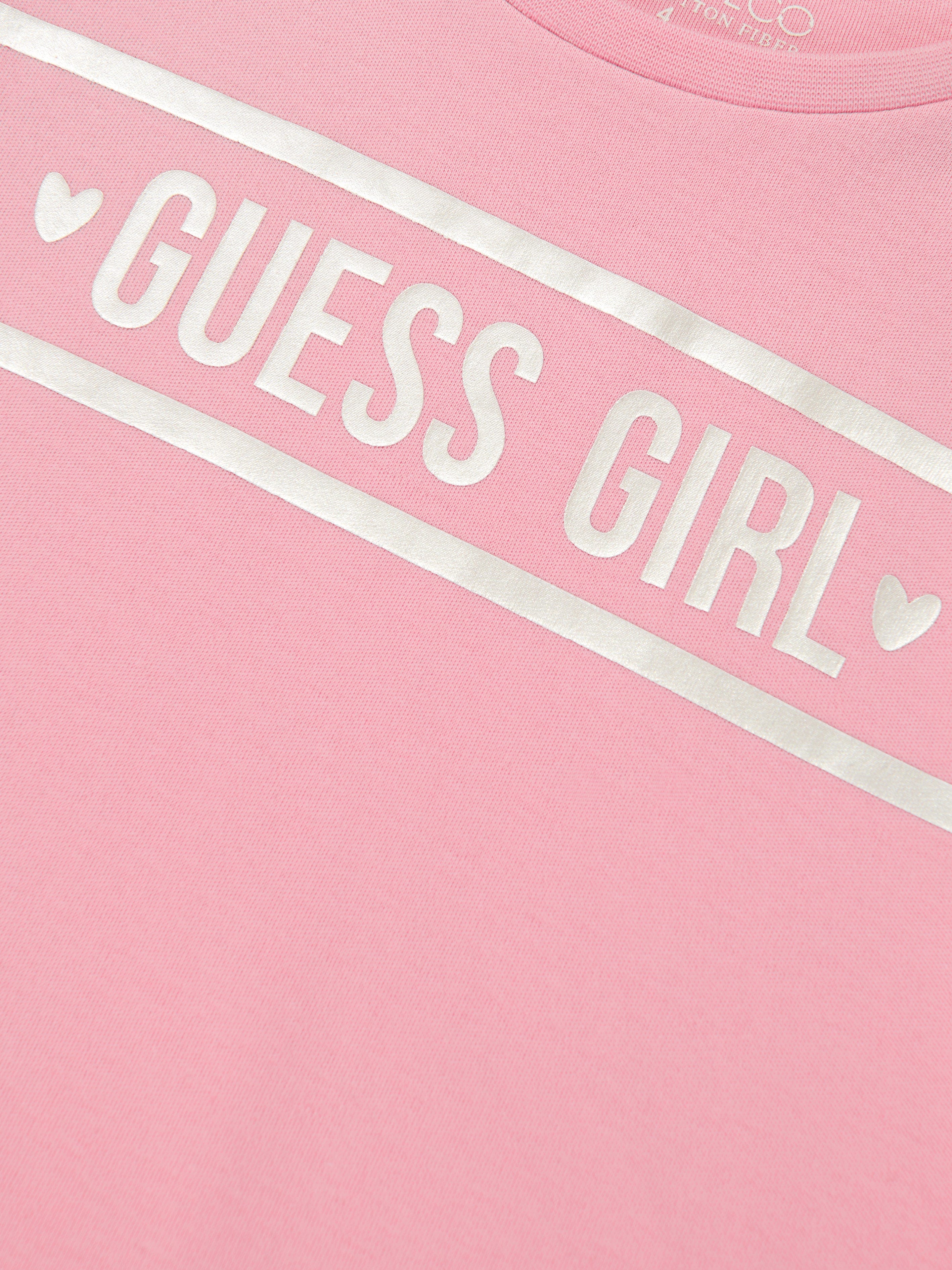 Guess Girls Logo T-Shirt Dress in Pink