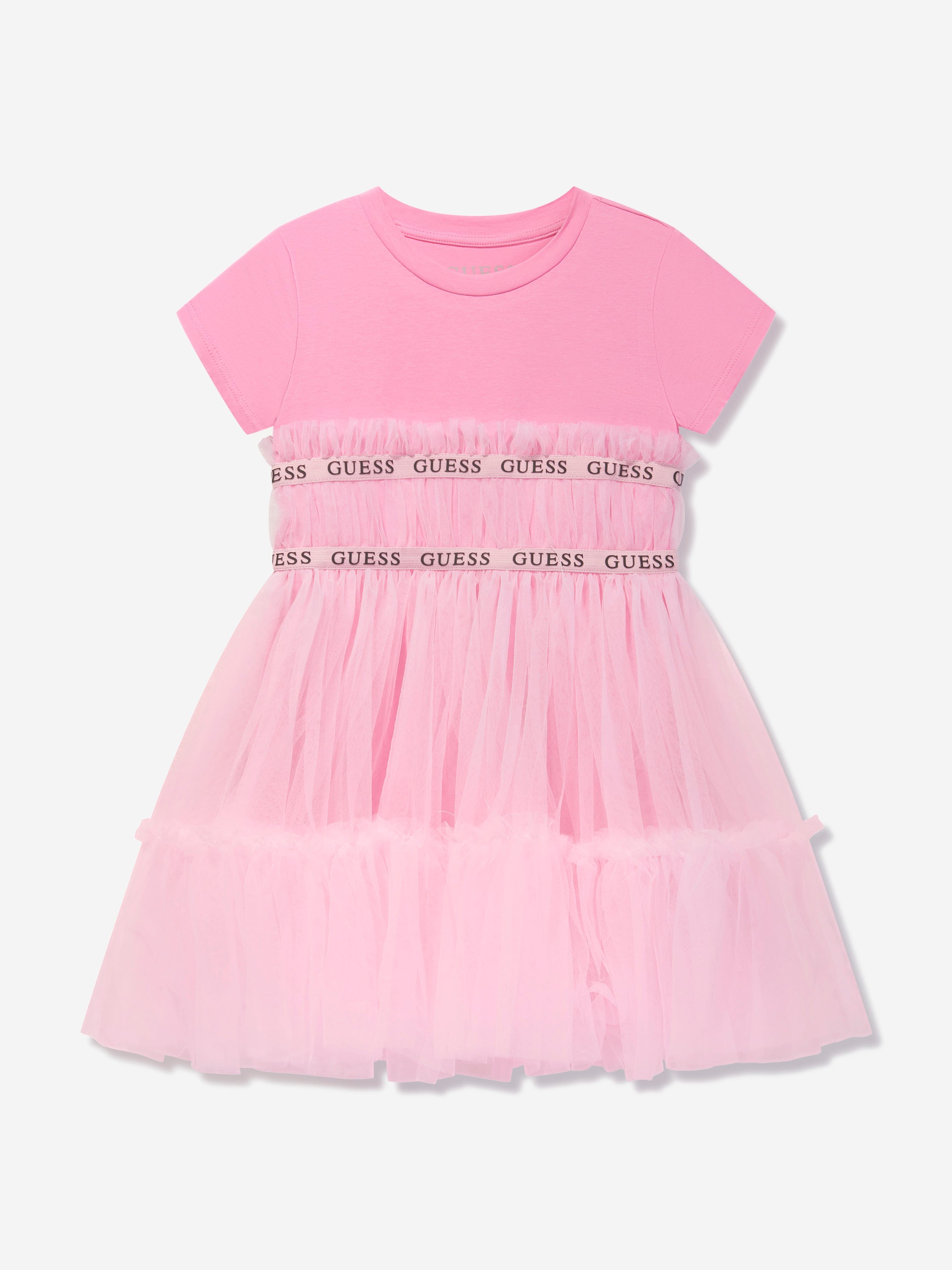 Guess Girls Tulle Dress in Pink