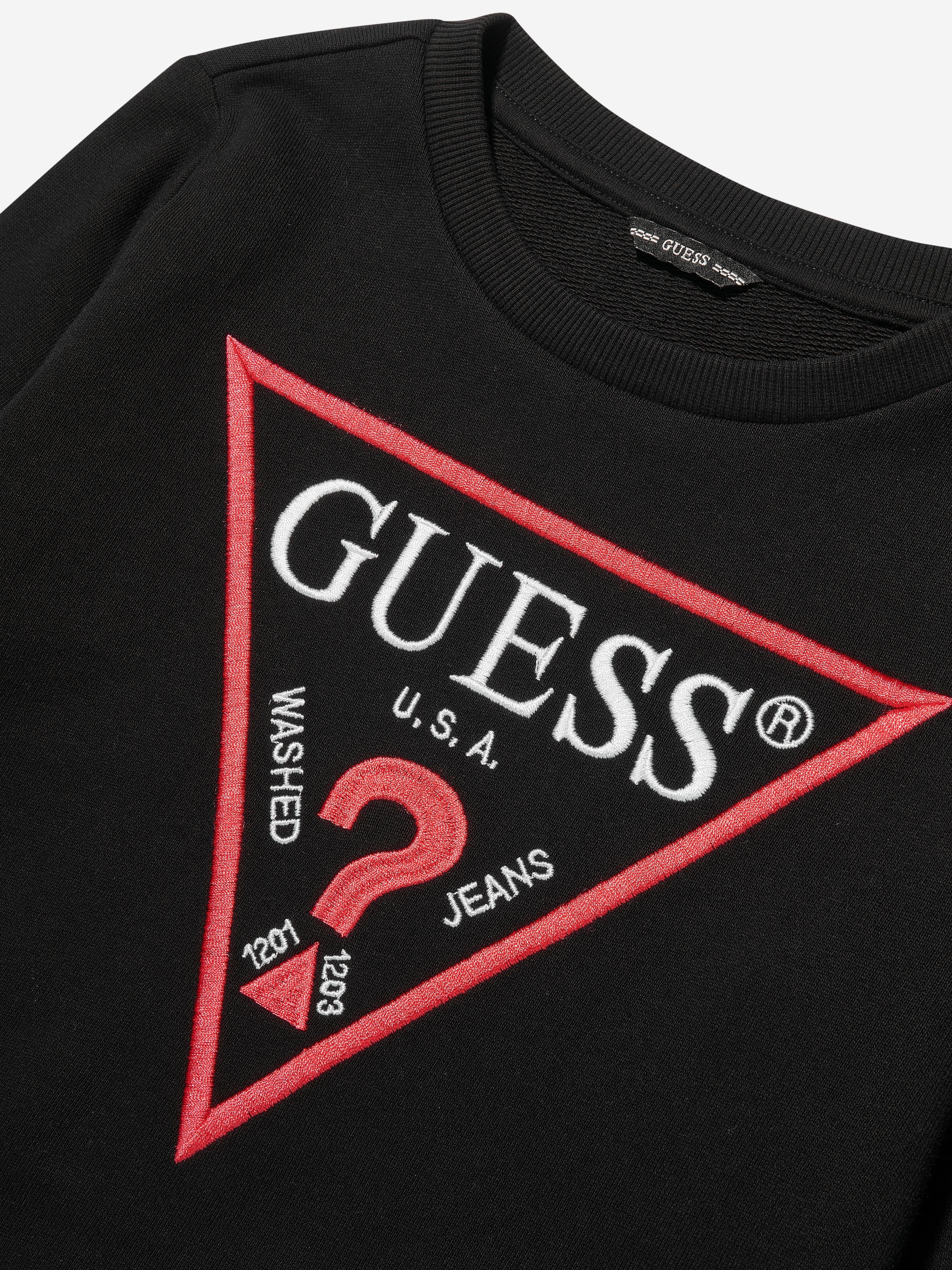 Guess Boys Logo Print Sweatshirt in Black