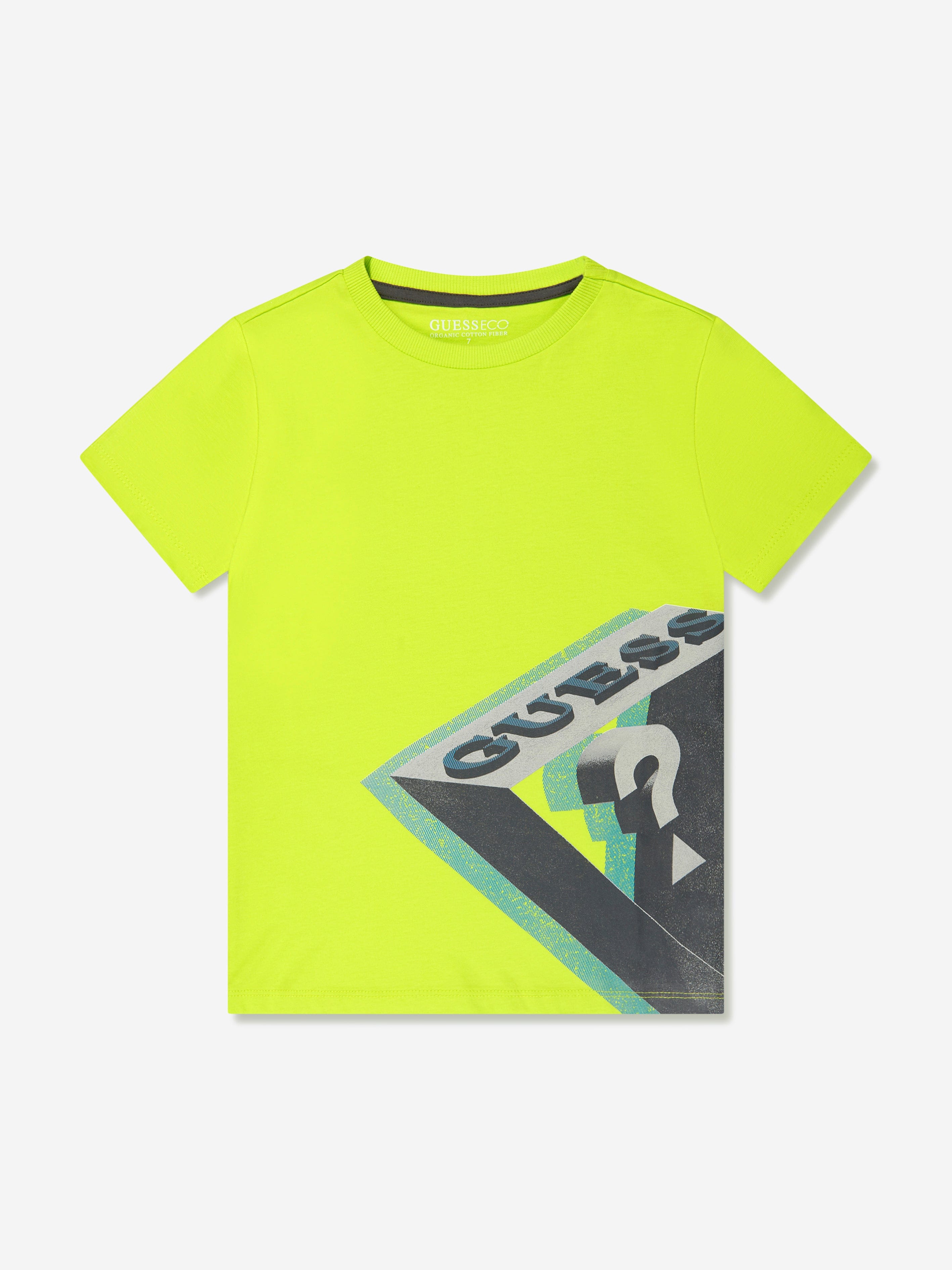 Guess Boys Logo Print T-Shirt in Green