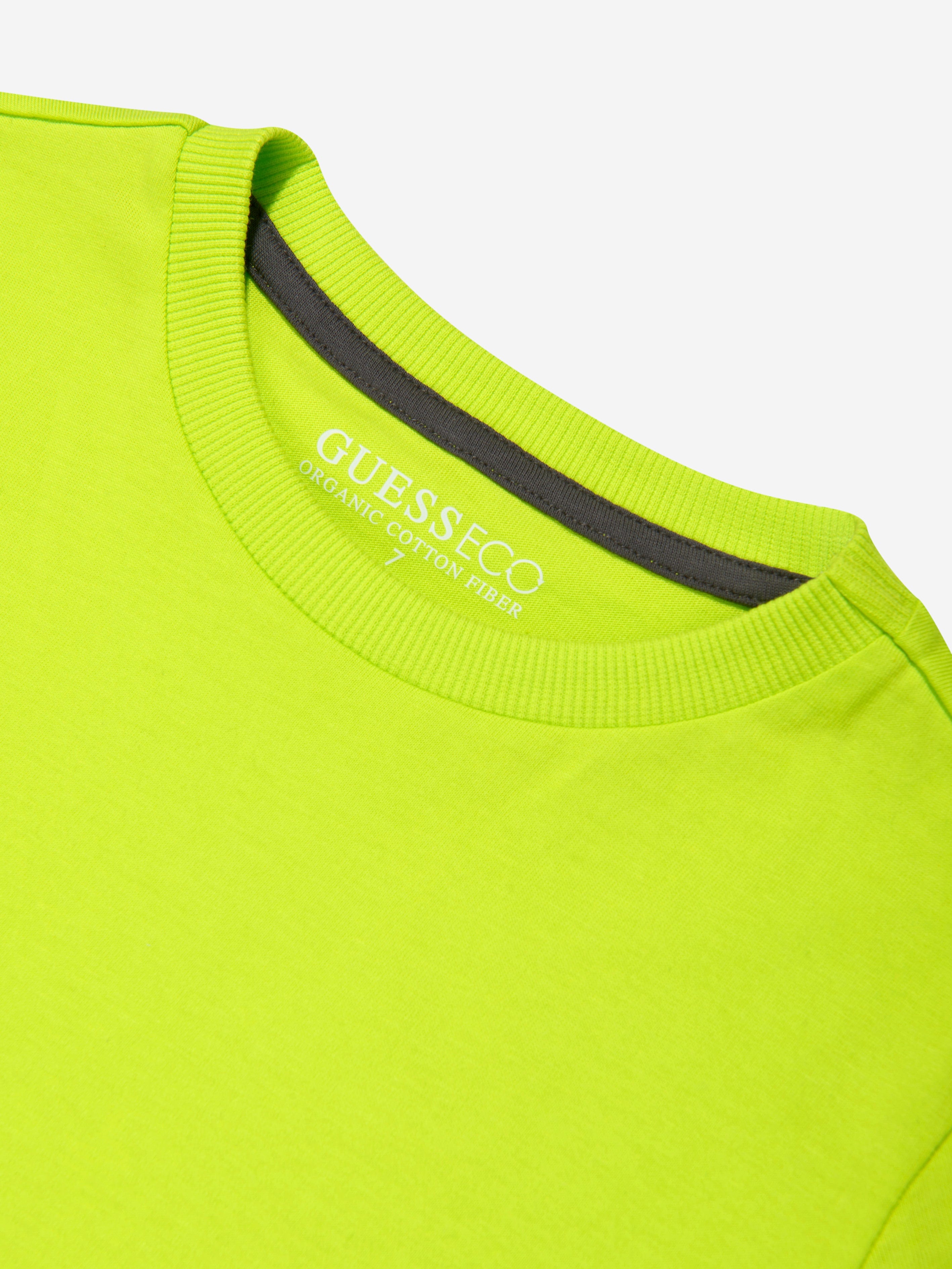 Guess Boys Logo Print T-Shirt in Green