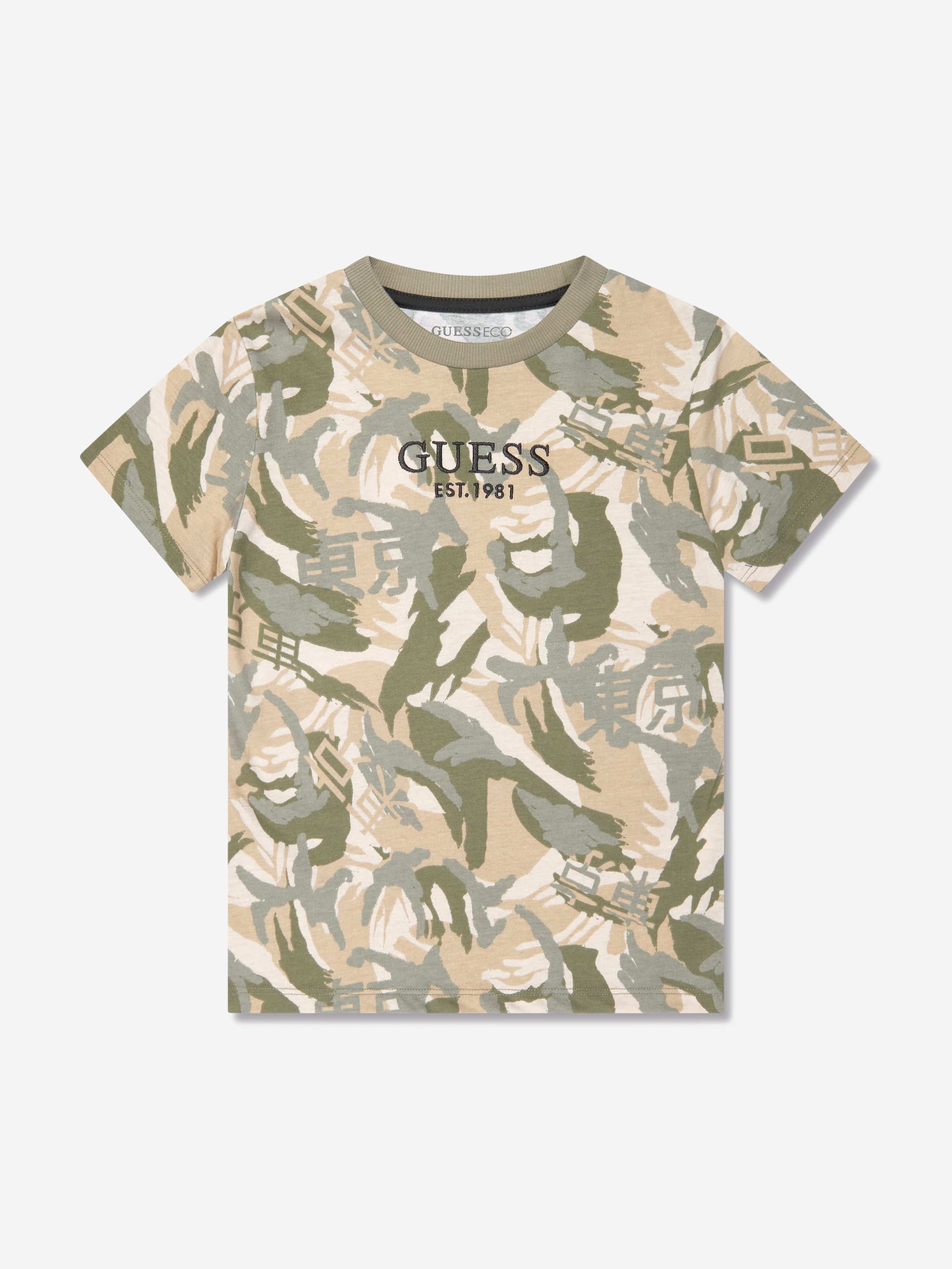 Guess Boys Desert Print T-Shirt in Green