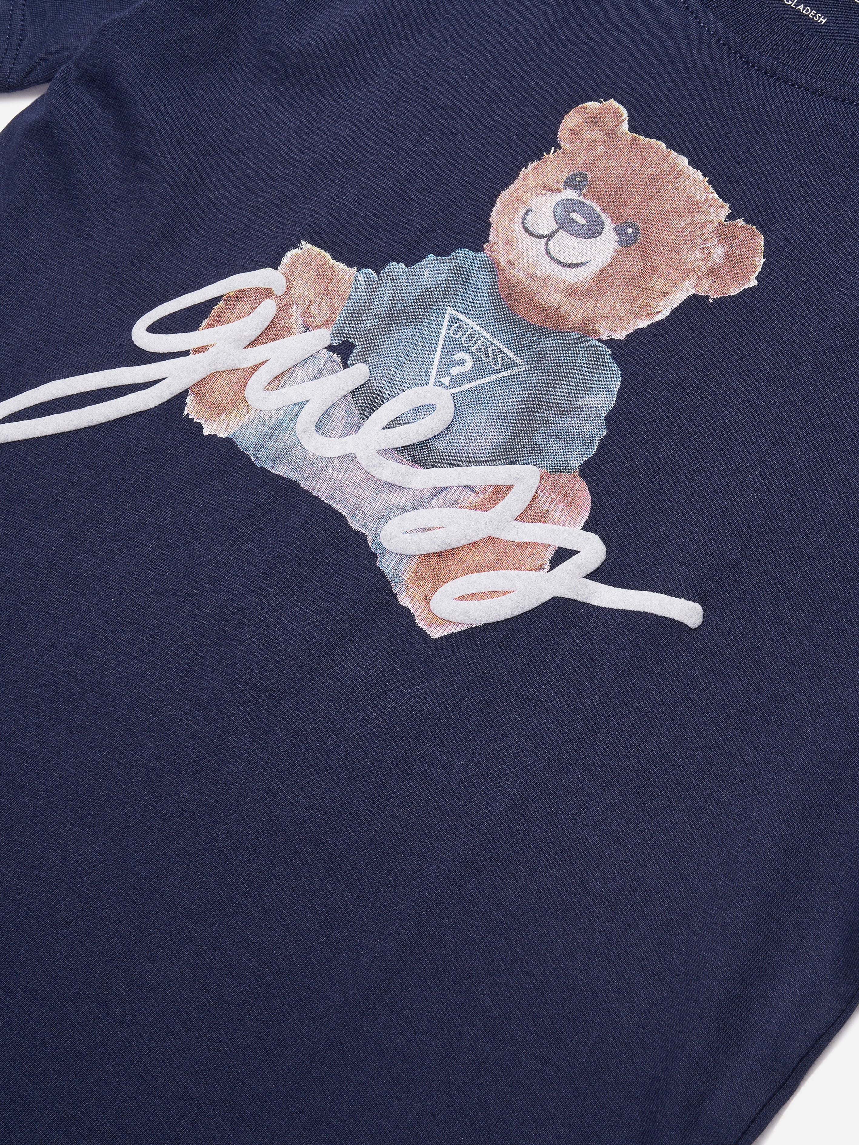 Guess Boys Bear Logo T-Shirt in Navy