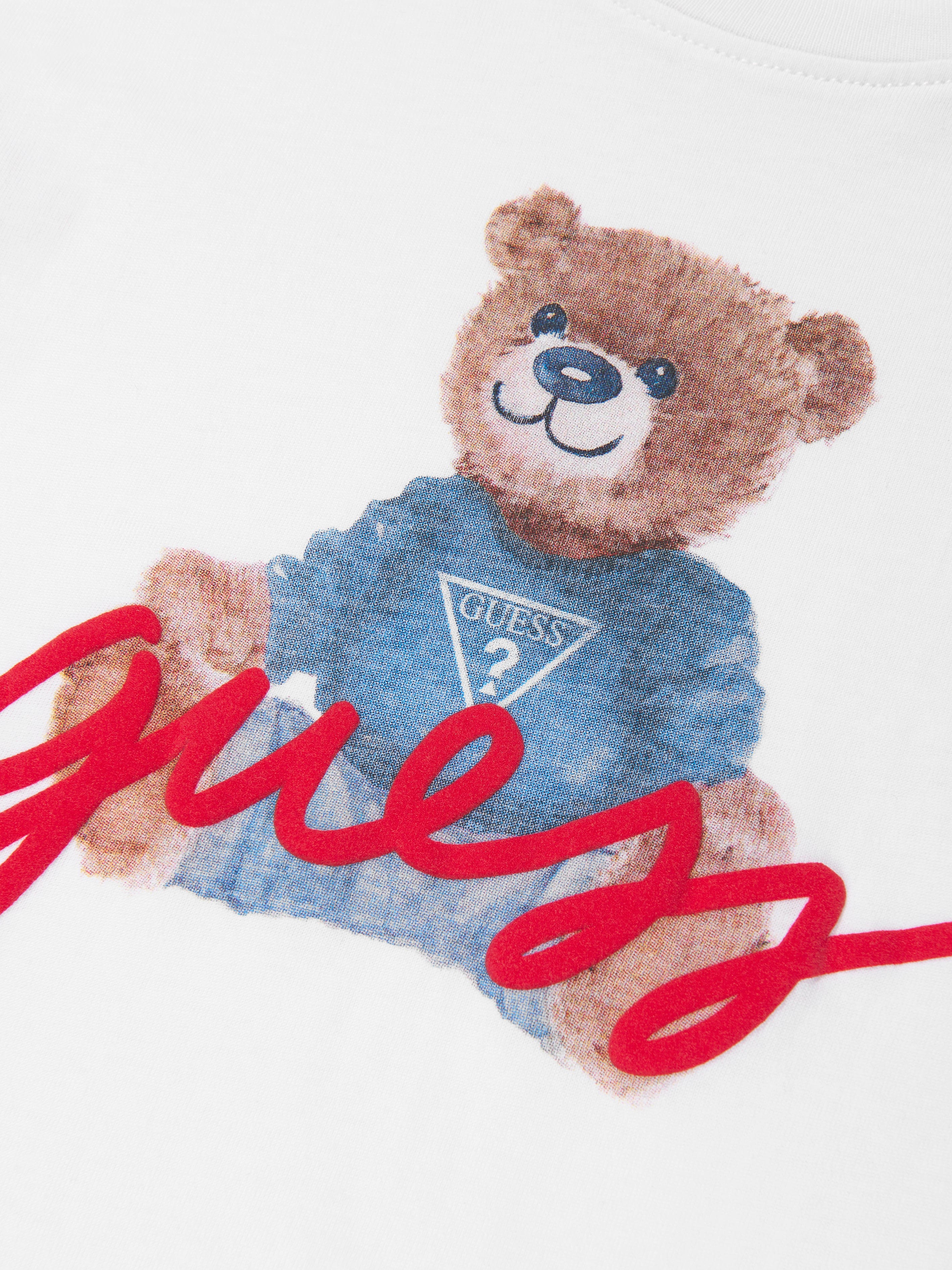 Guess Boys Bear Logo T-Shirt in White