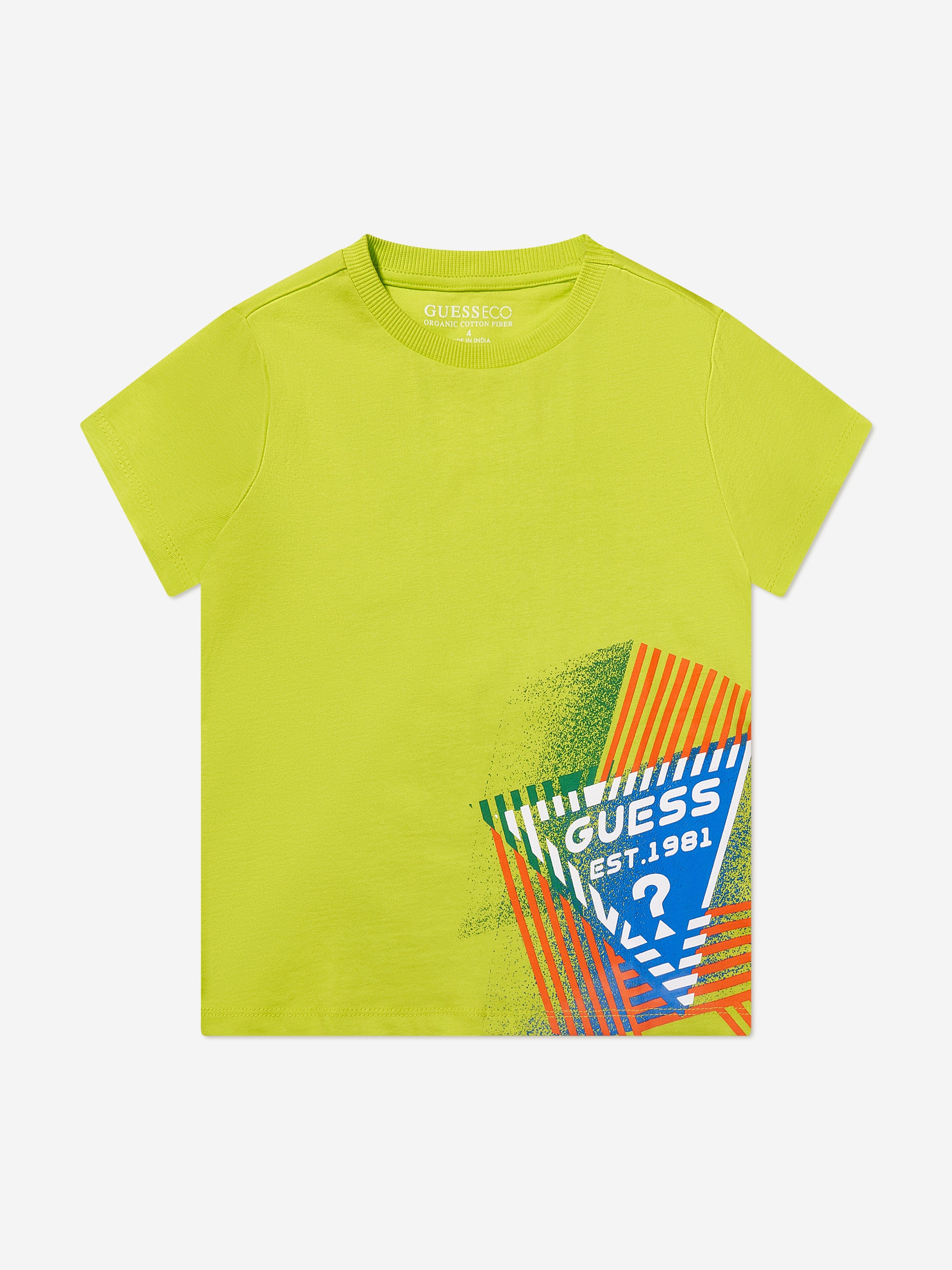 Guess Boys Logo Print T-Shirt in Green