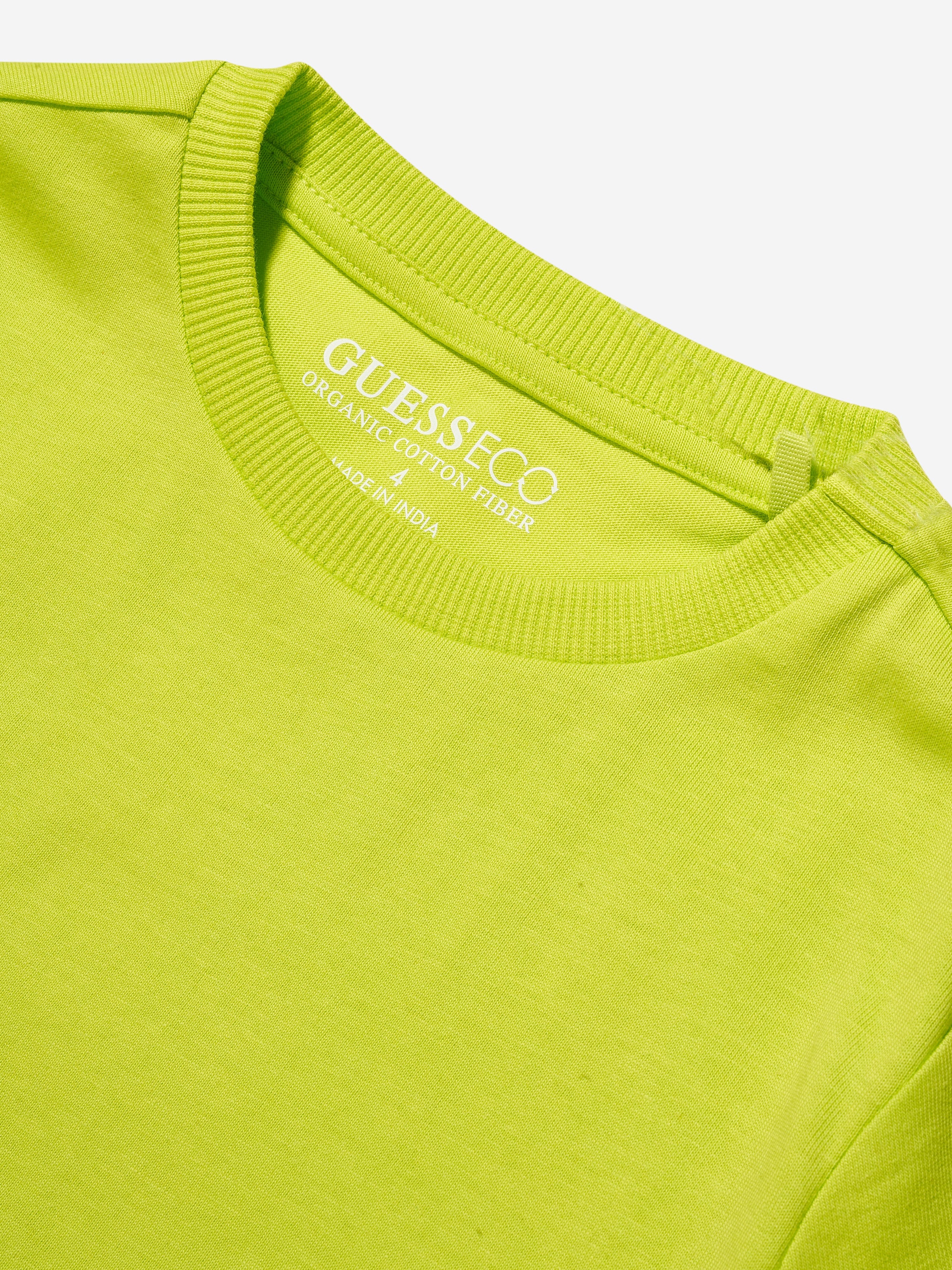 Guess Boys Logo Print T-Shirt in Green