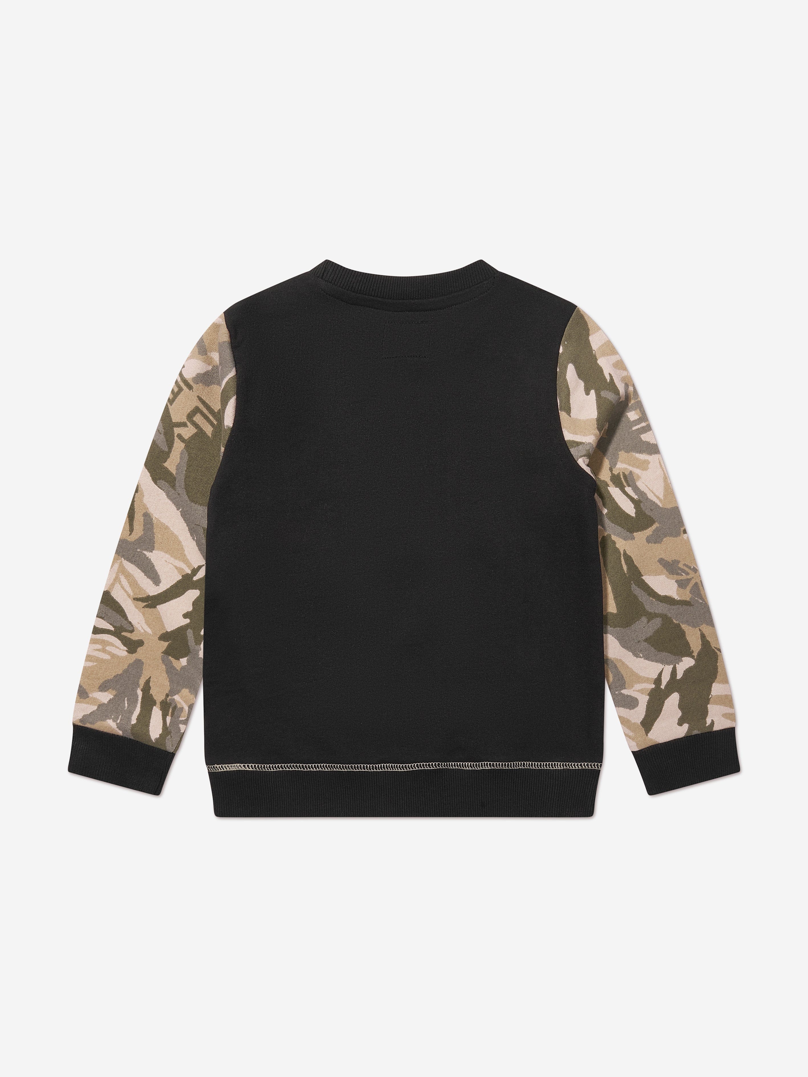 Guess Boys Printed Sleeve Sweatshirt in Black