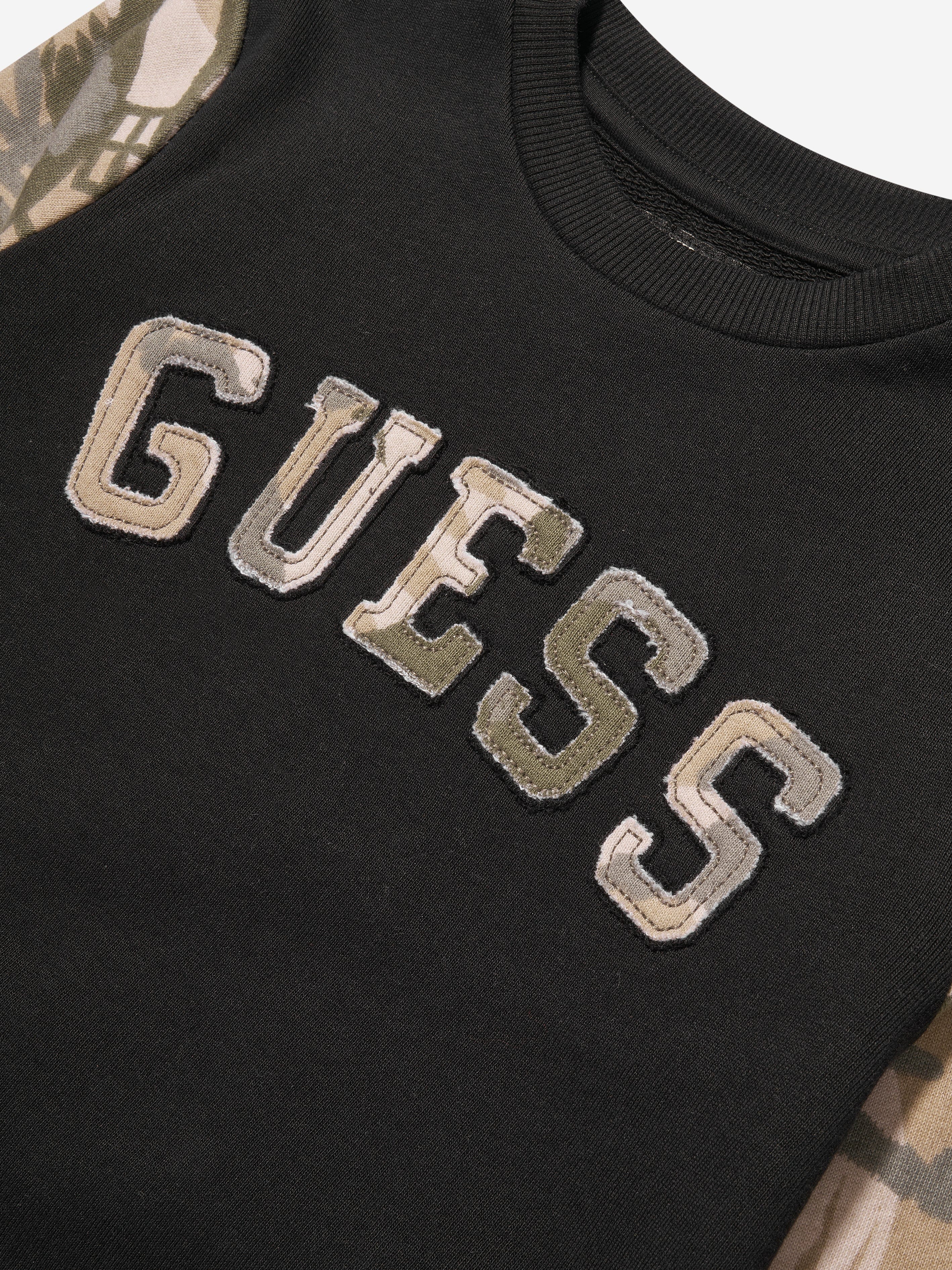 Guess Boys Printed Sleeve Sweatshirt in Black