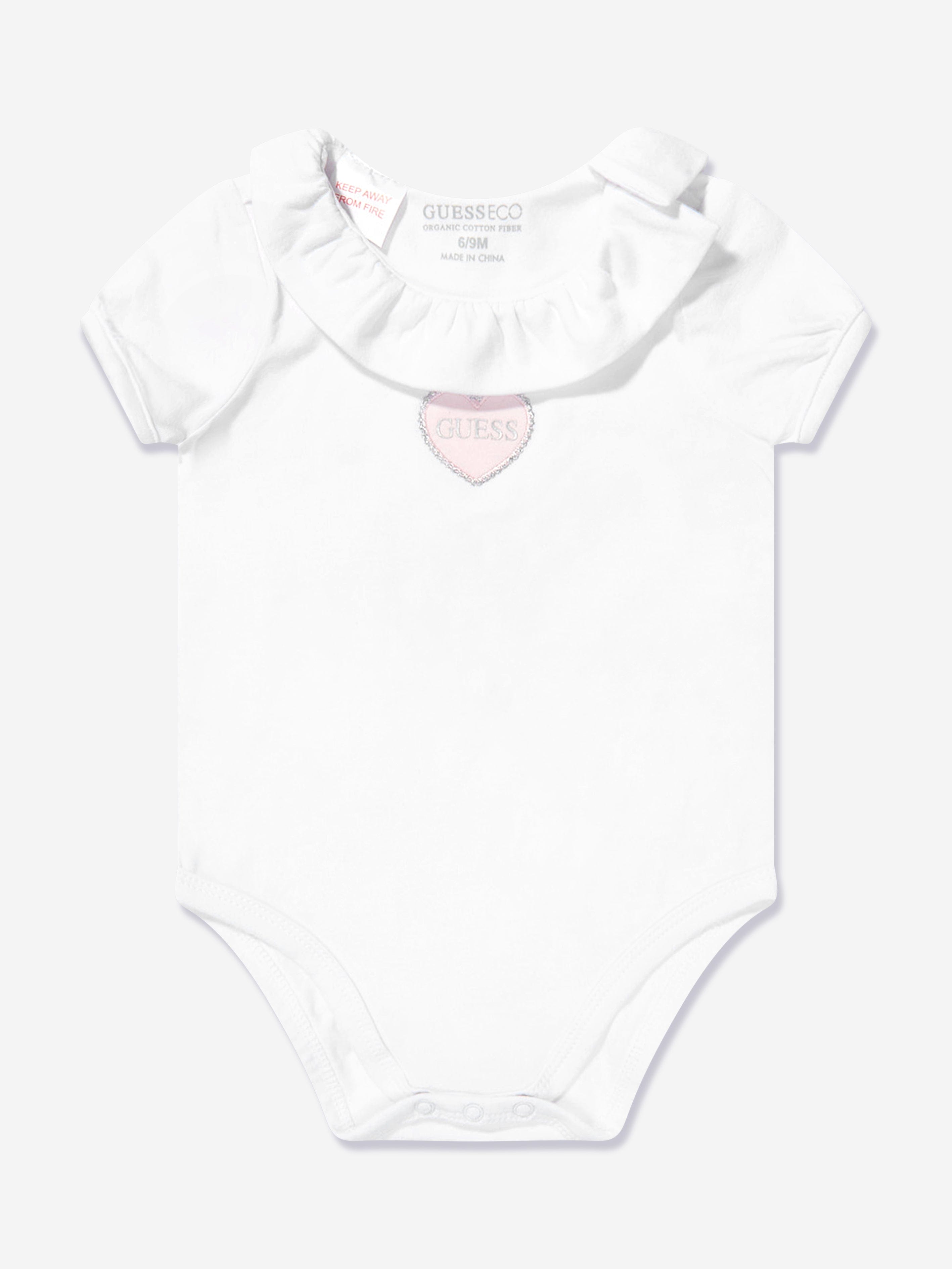 Guess Baby Girls Dunagree Set in White