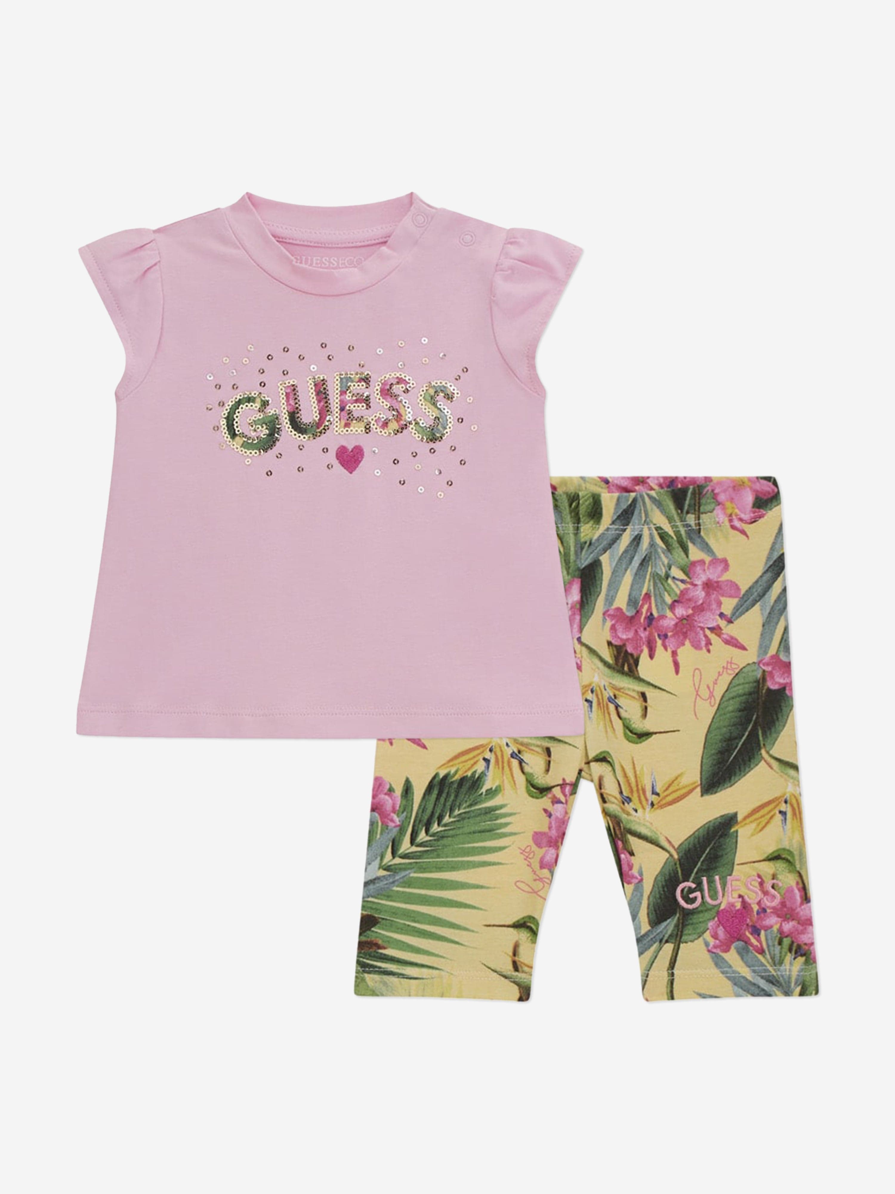 Guess Girls Wild Tulip Leggings Set in Pink