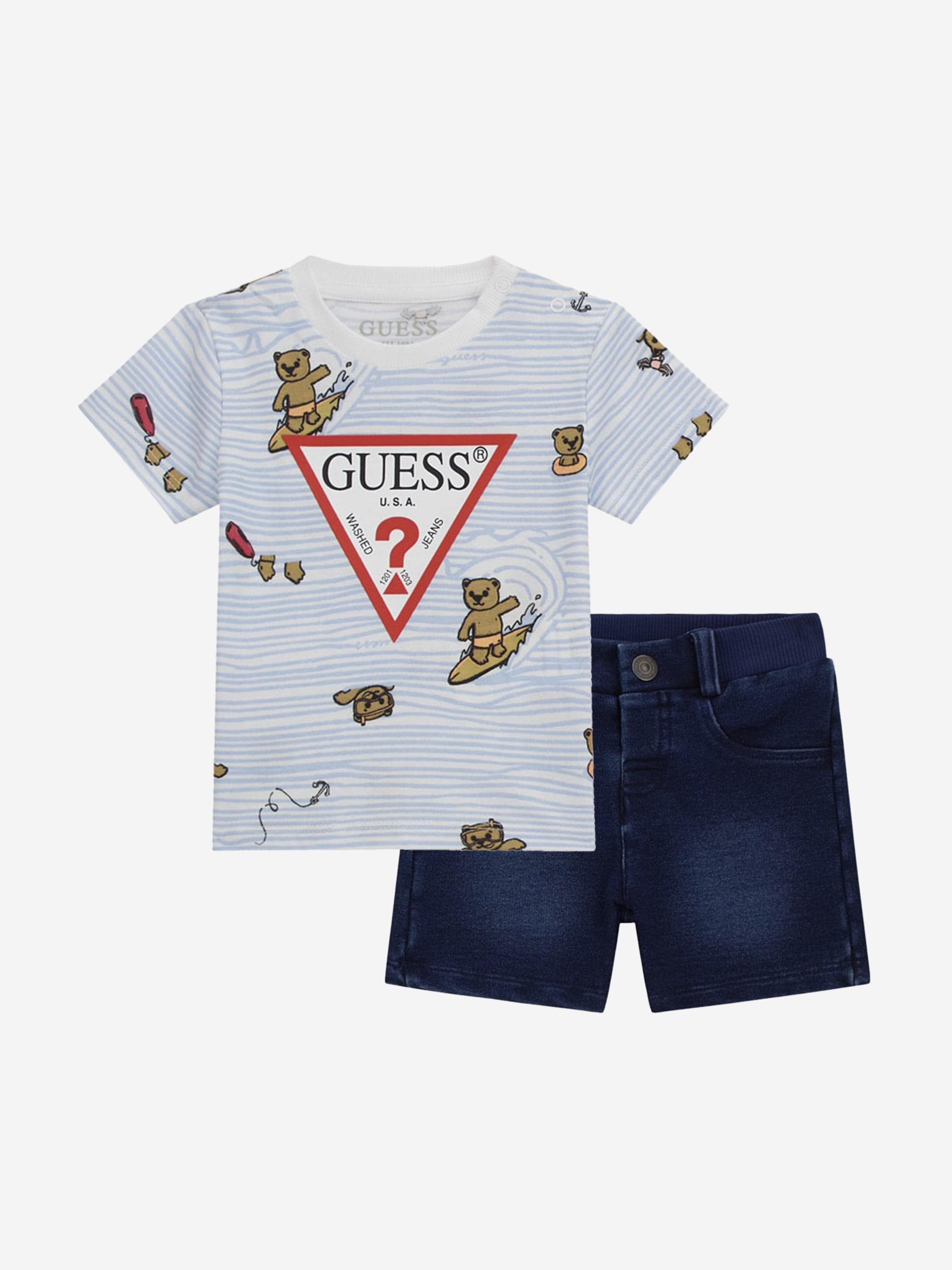 Guess Baby Boys Denim Shorts Set in Blue