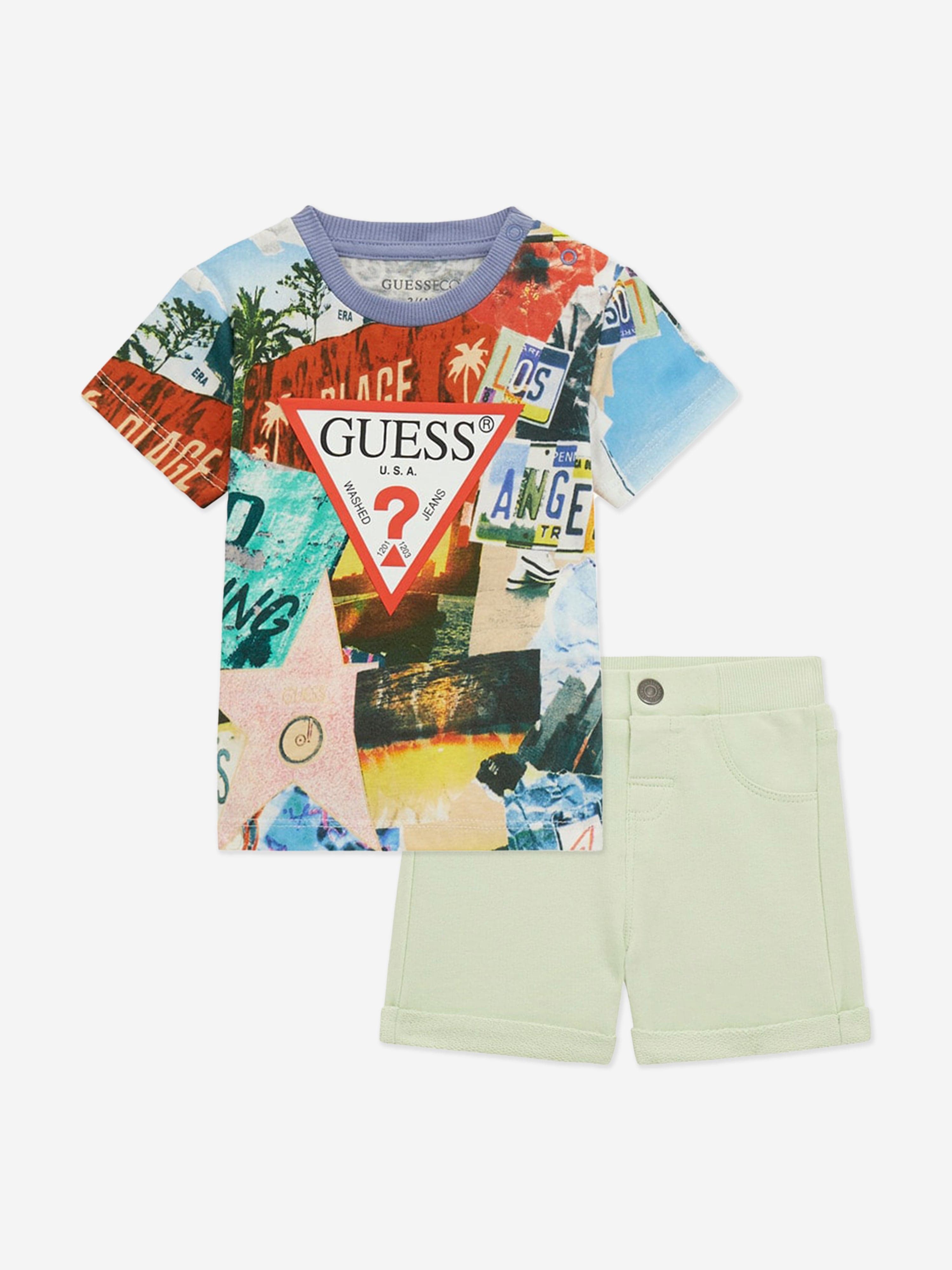 Guess Boys Photo Collage Shorts Set in Multicolour