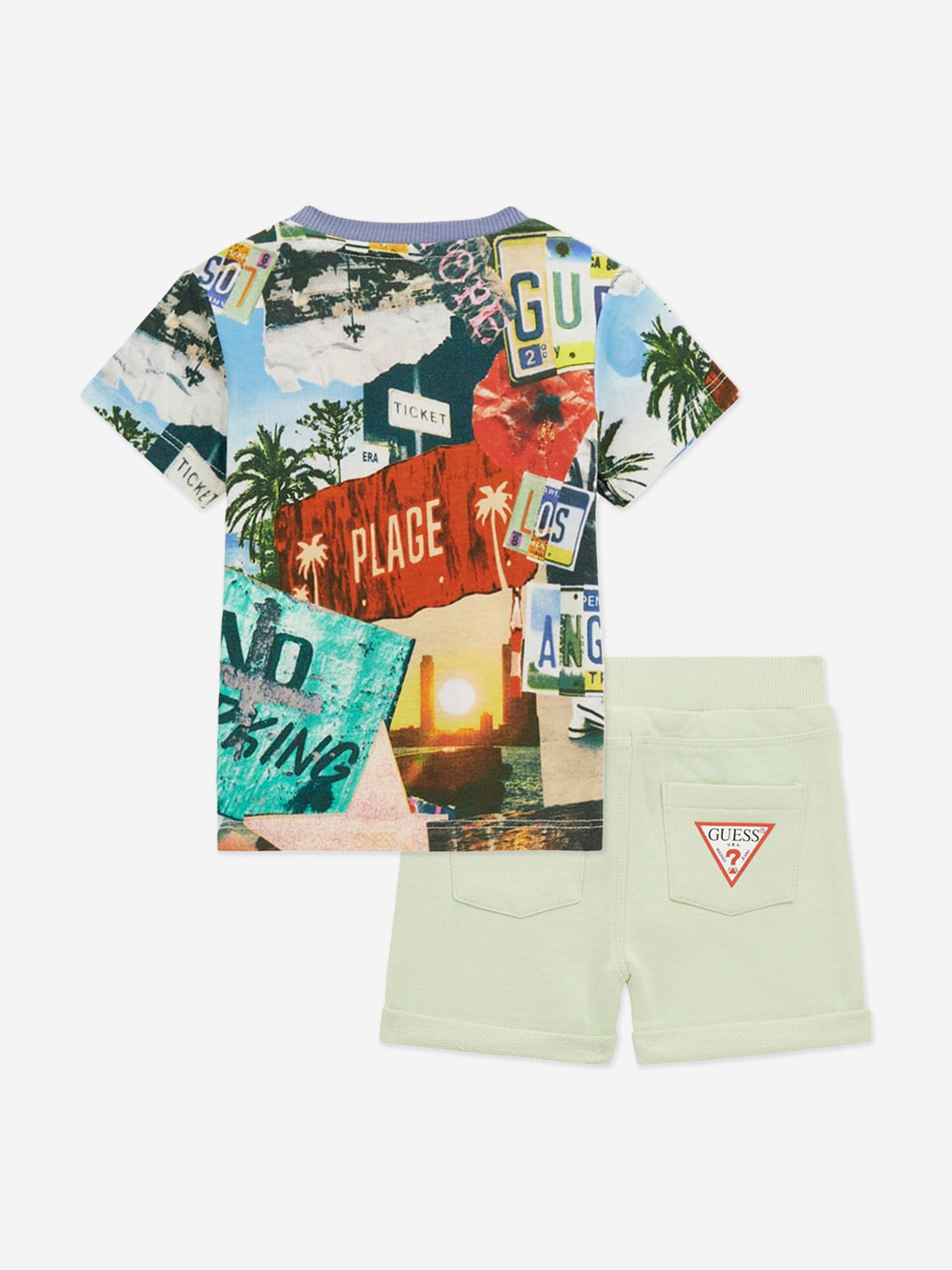 Guess Boys Photo Collage Shorts Set in Multicolour