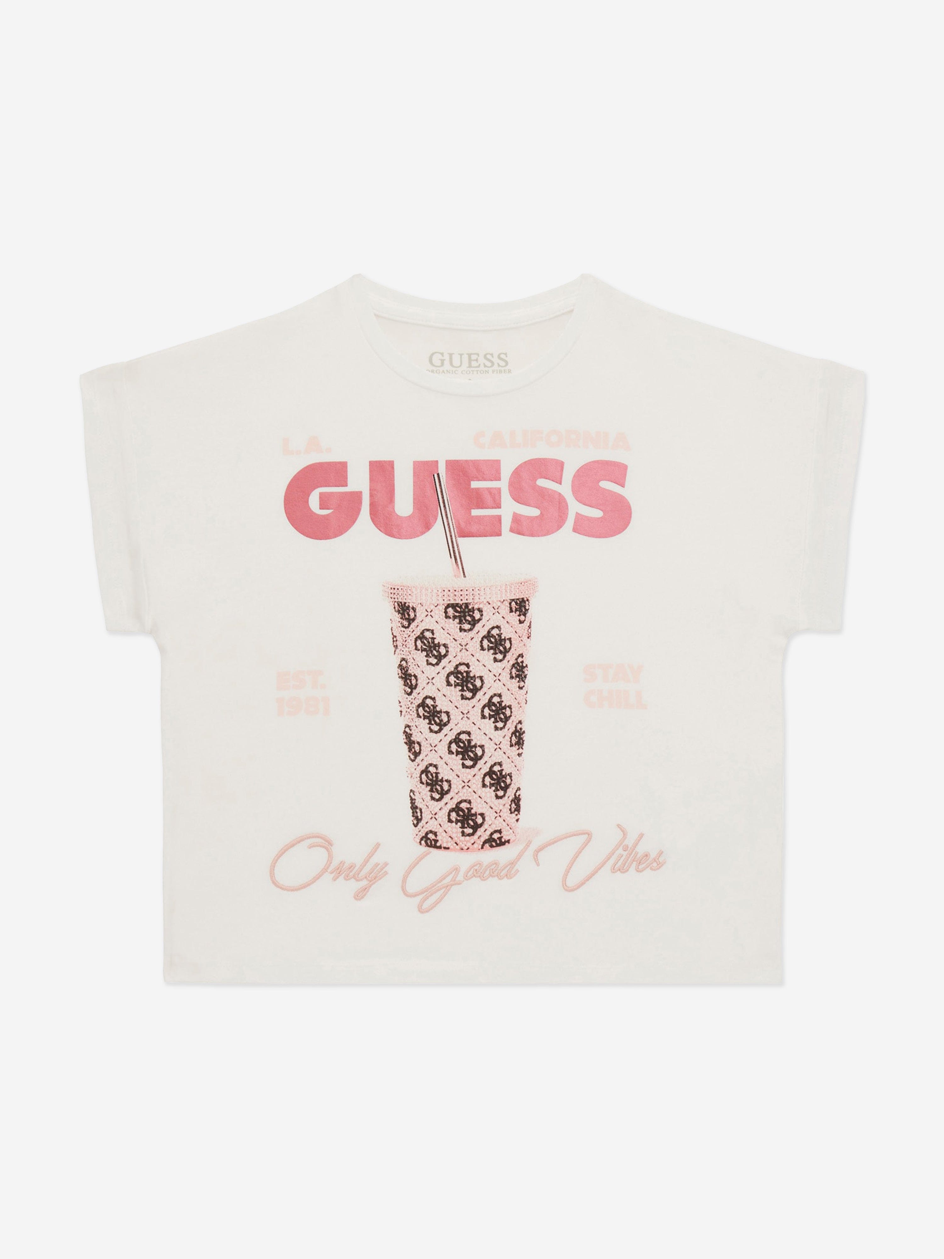 Guess Girls Tumbler Cup T-Shirt in White