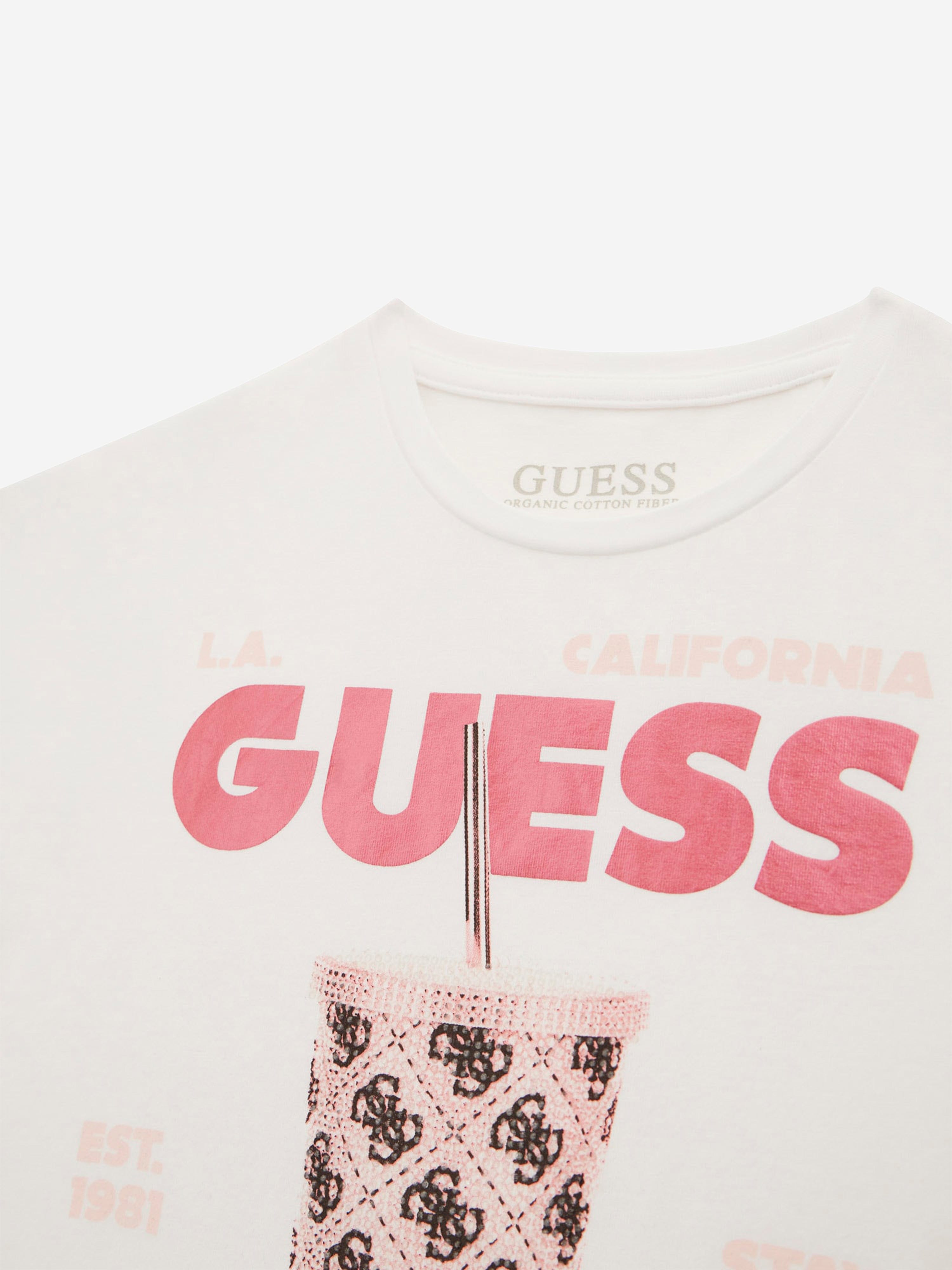 Guess Girls Tumbler Cup T-Shirt in White