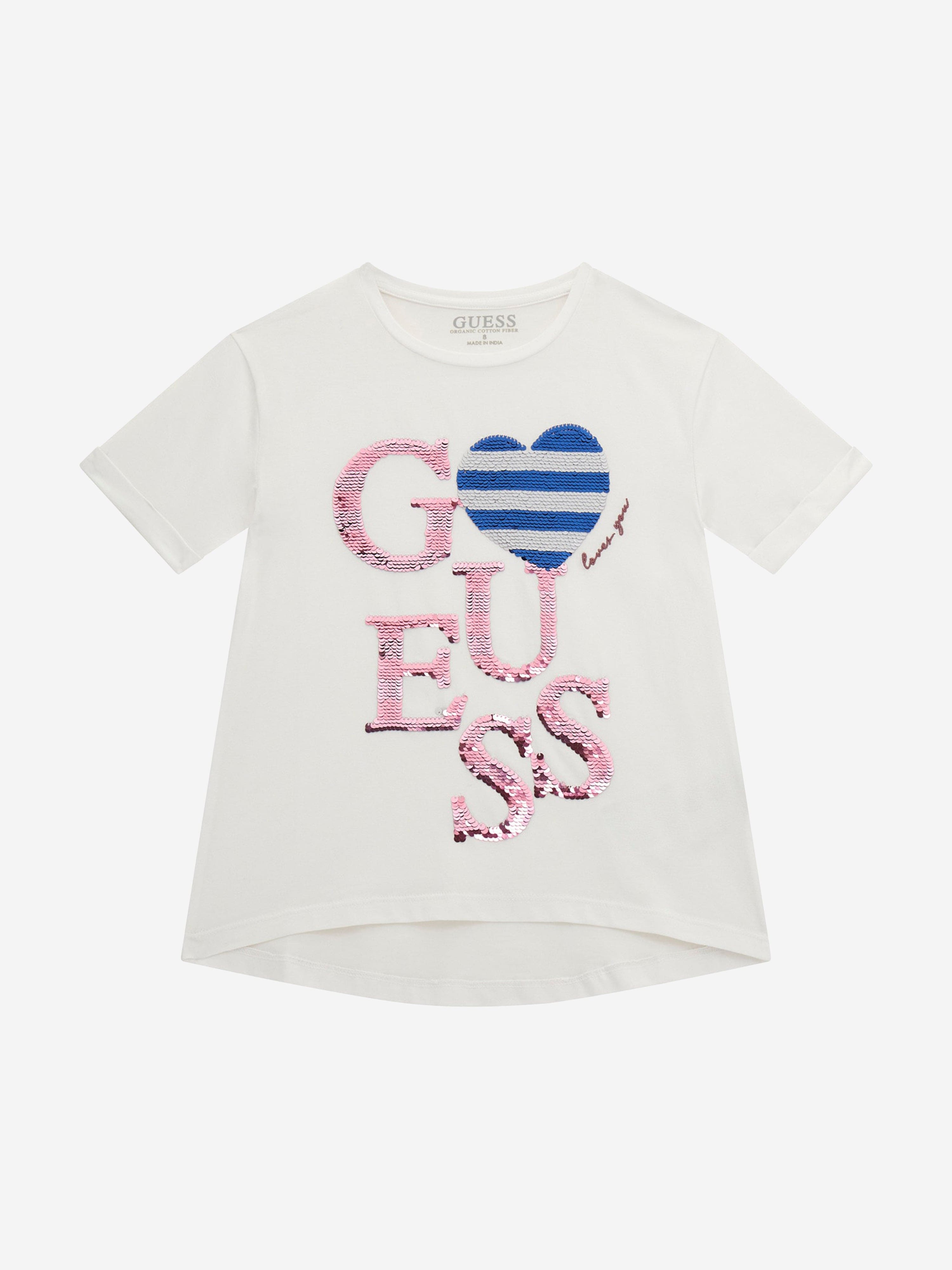 Guess Girls Logo T-Shirt in White