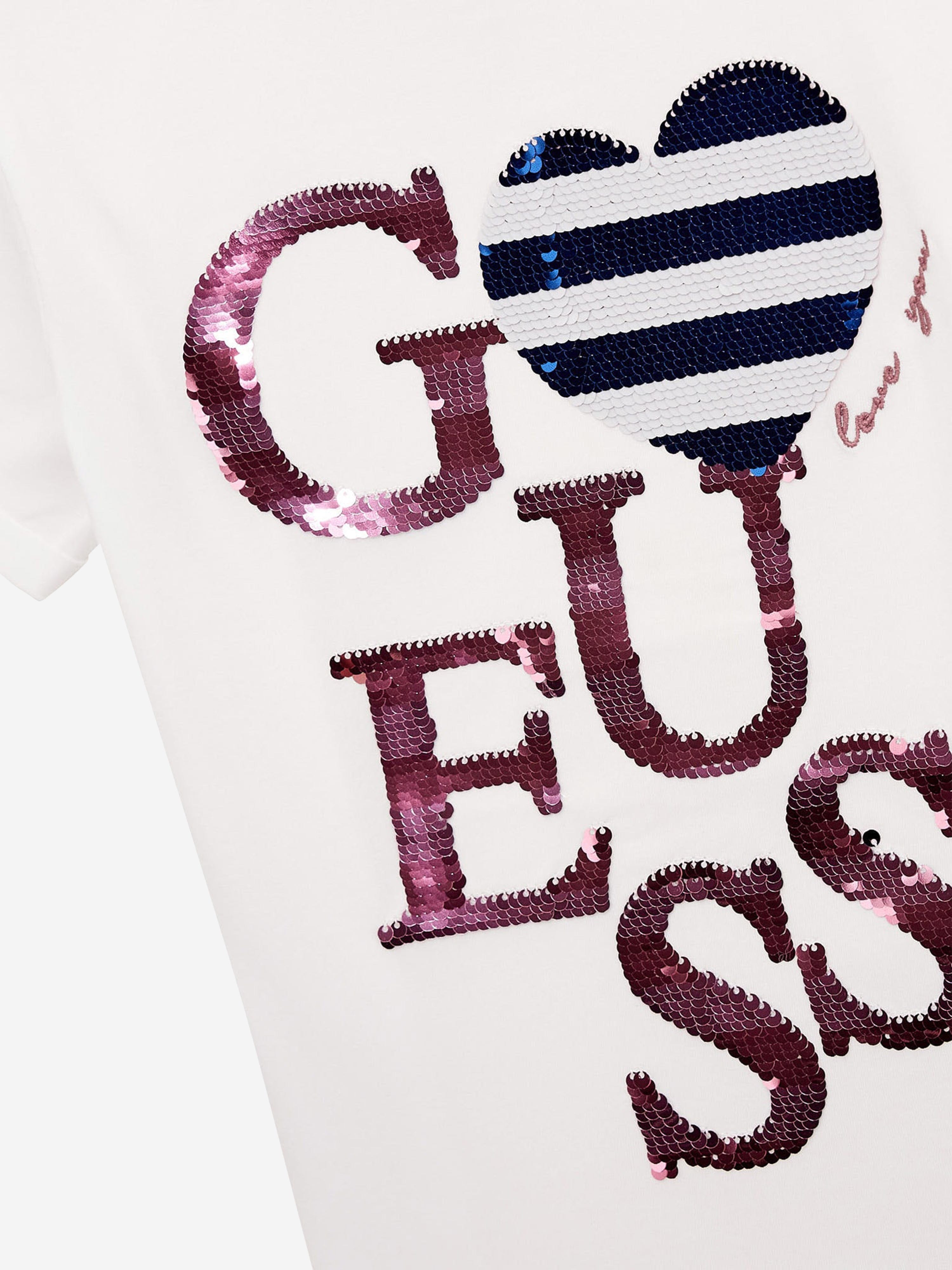 Guess Girls Logo T-Shirt in White