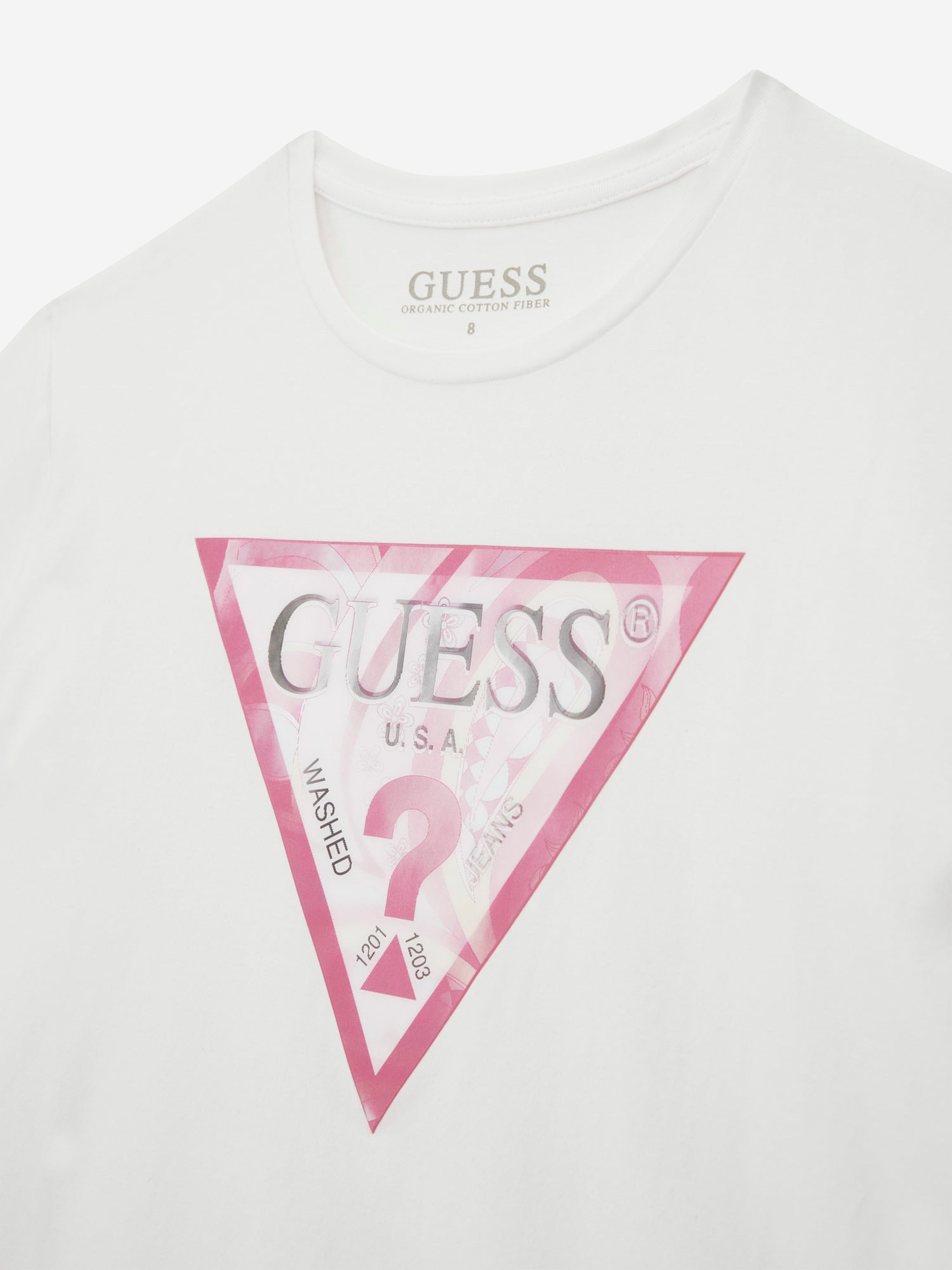 Guess Girls Logo T-Shirt in White