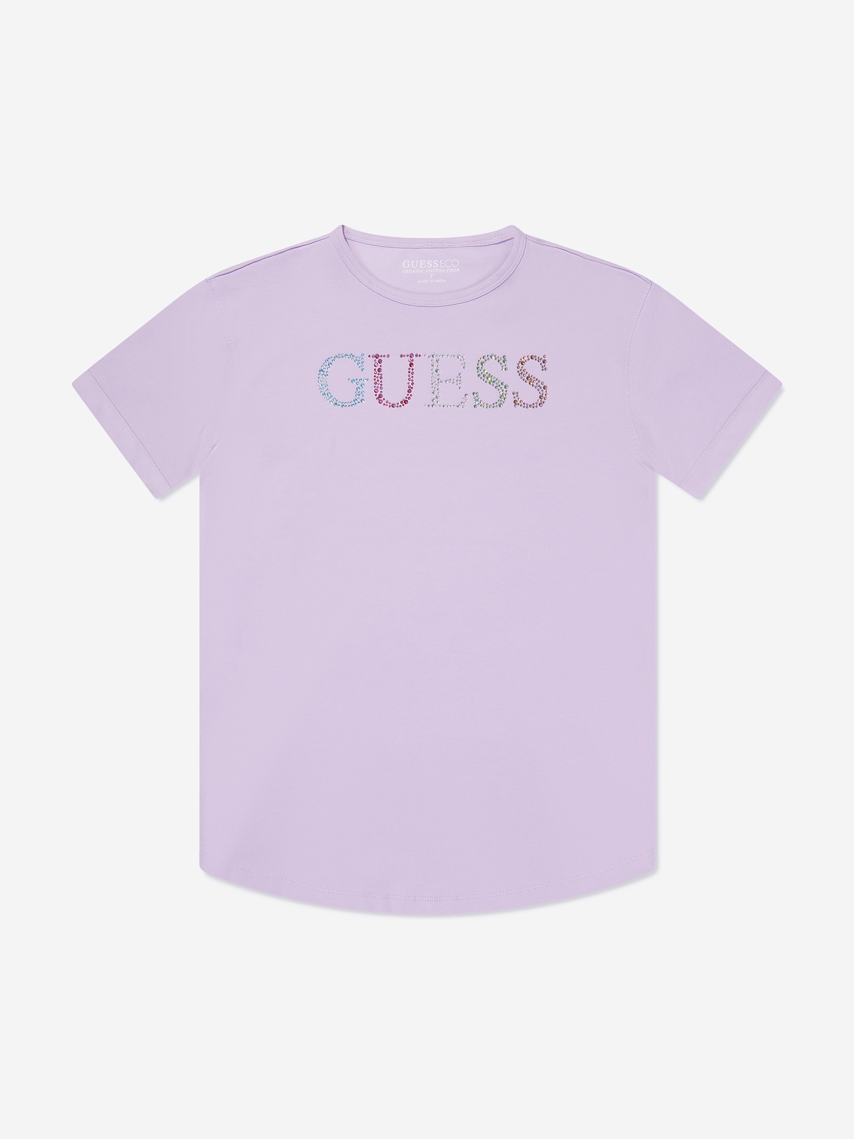 Guess Girls Logo T-Shirt in Purple