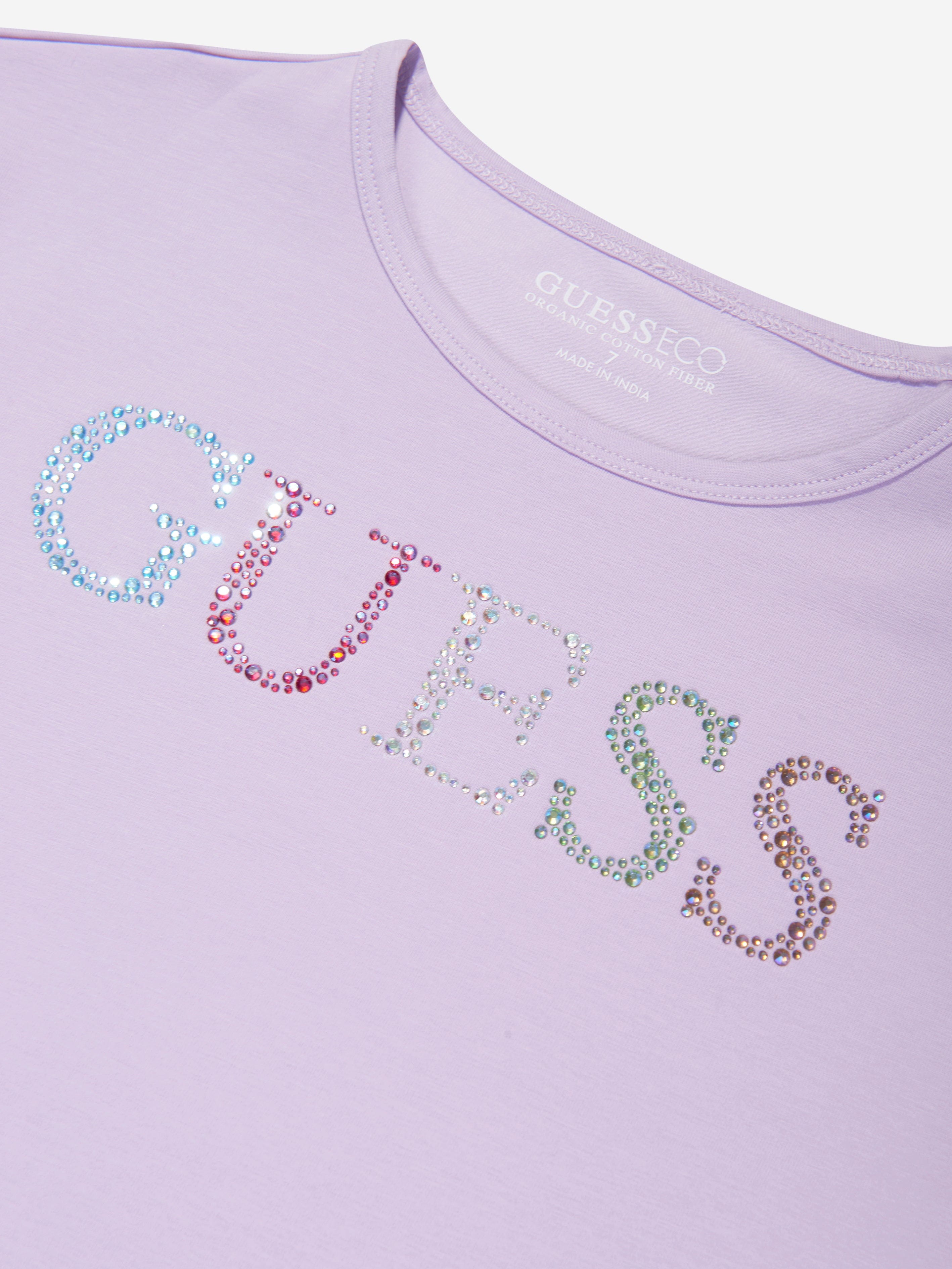 Guess Girls Logo T-Shirt in Purple