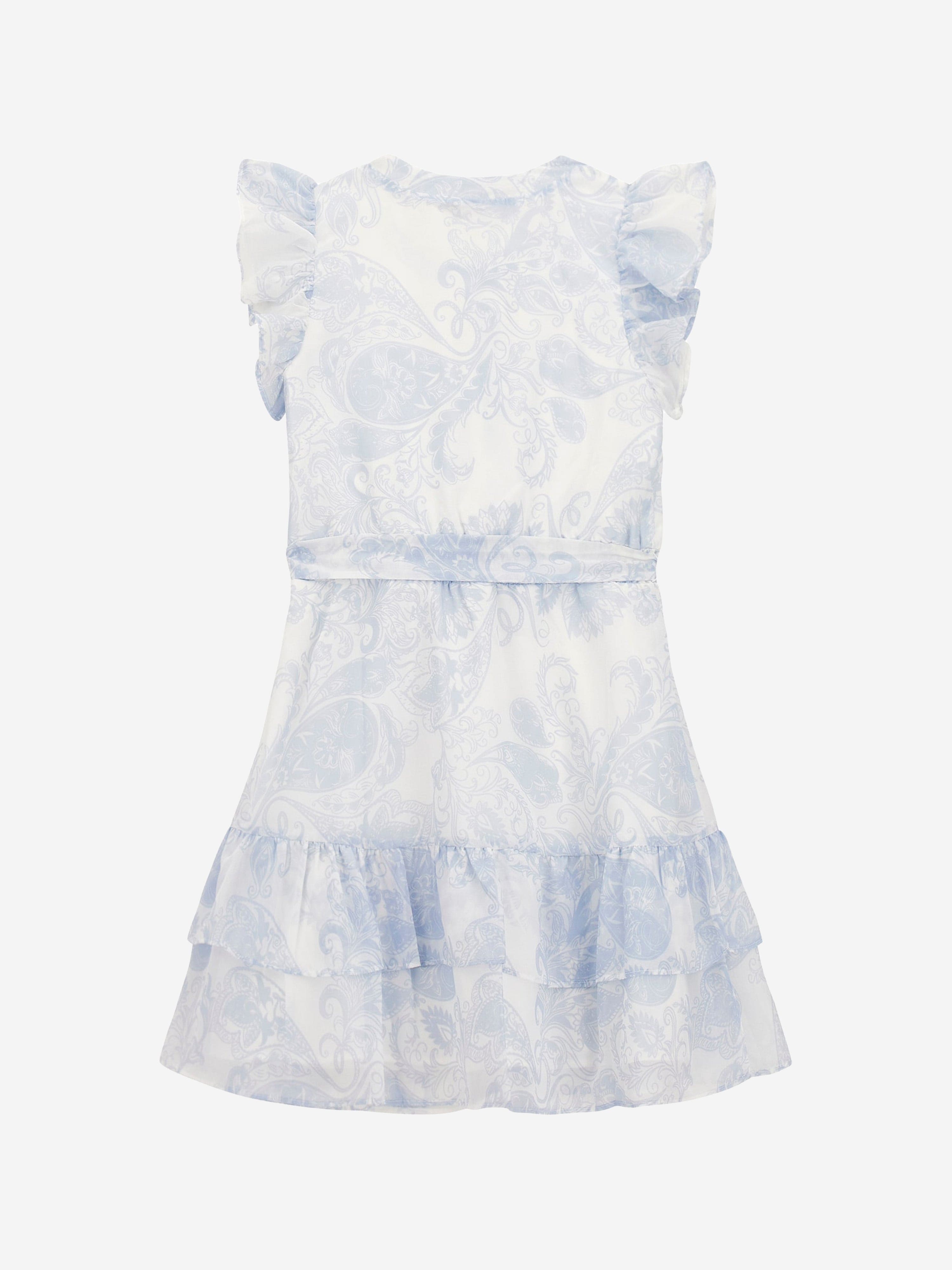 Guess Girls Paisley Chiffon Dress in White