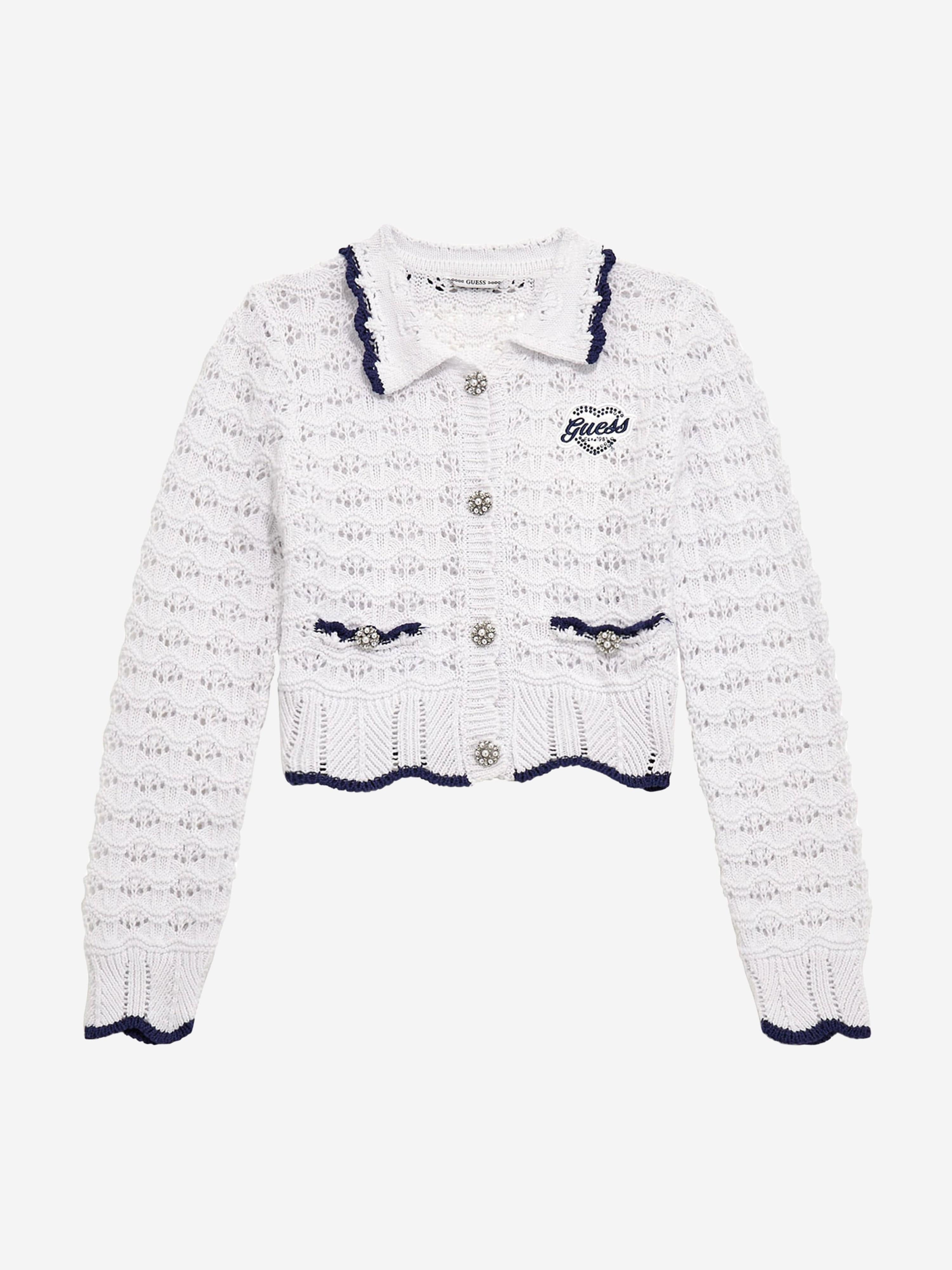 Guess Girls Knitted Cardigan in White