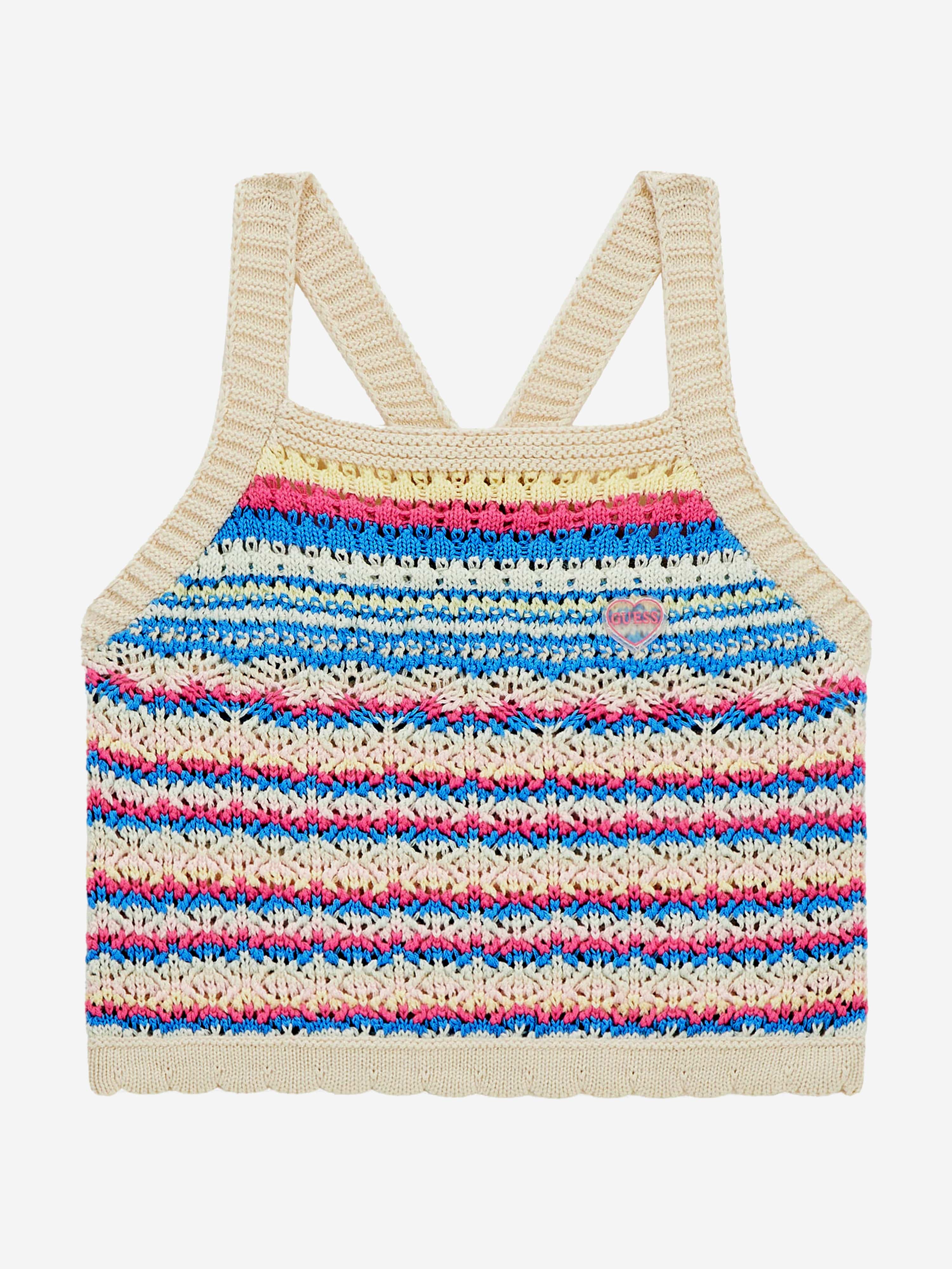 Guess Girls Crocheted Top in Multicolour