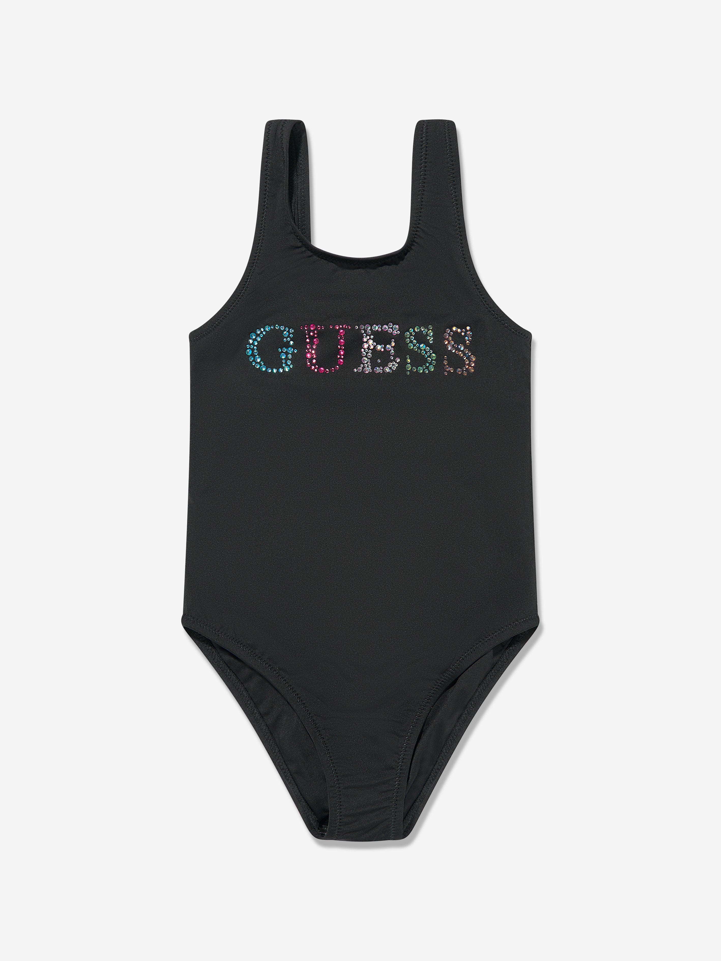 Guess Girls Logo Swimsuit in Black