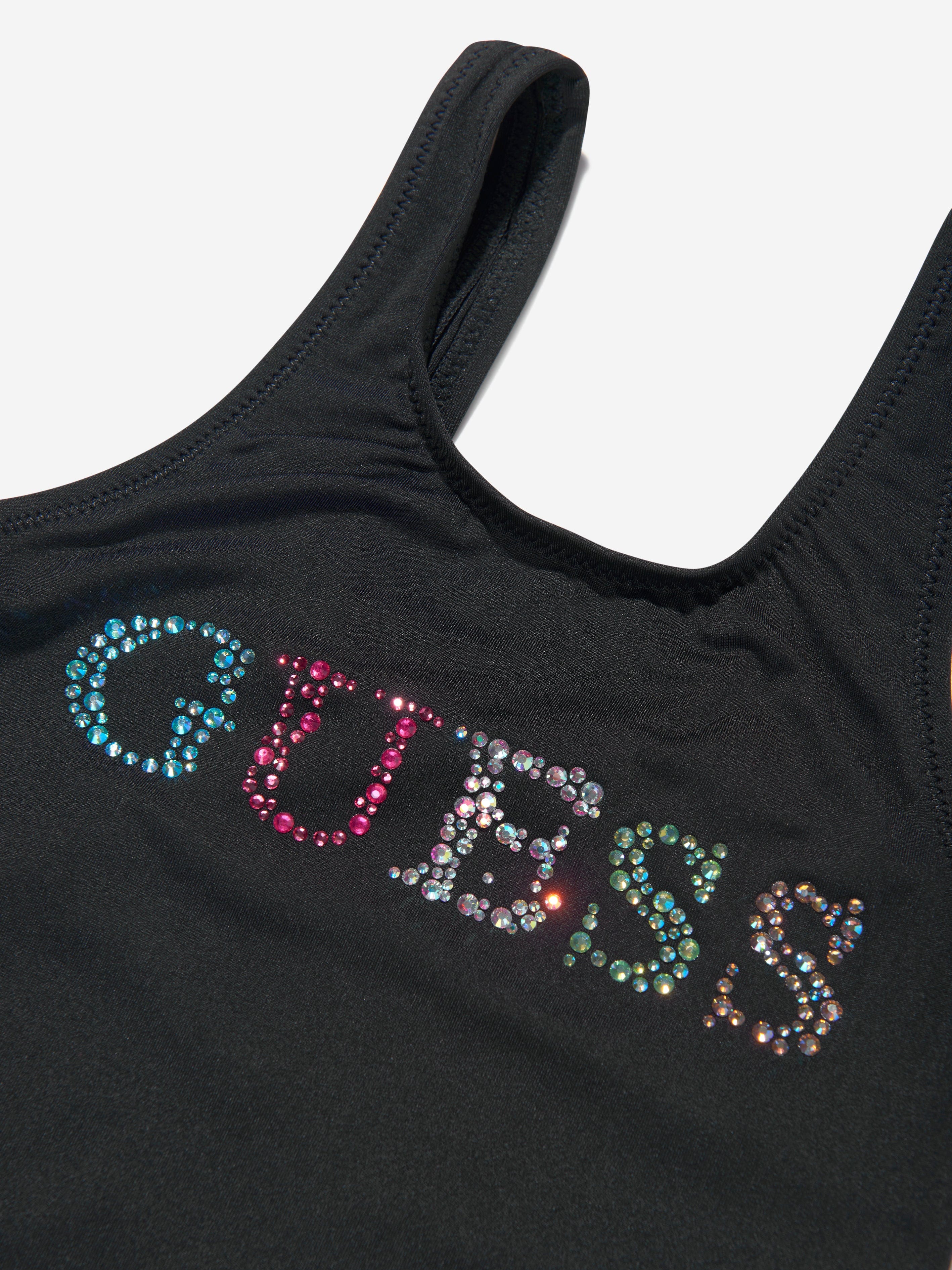 Guess Girls Logo Swimsuit in Black