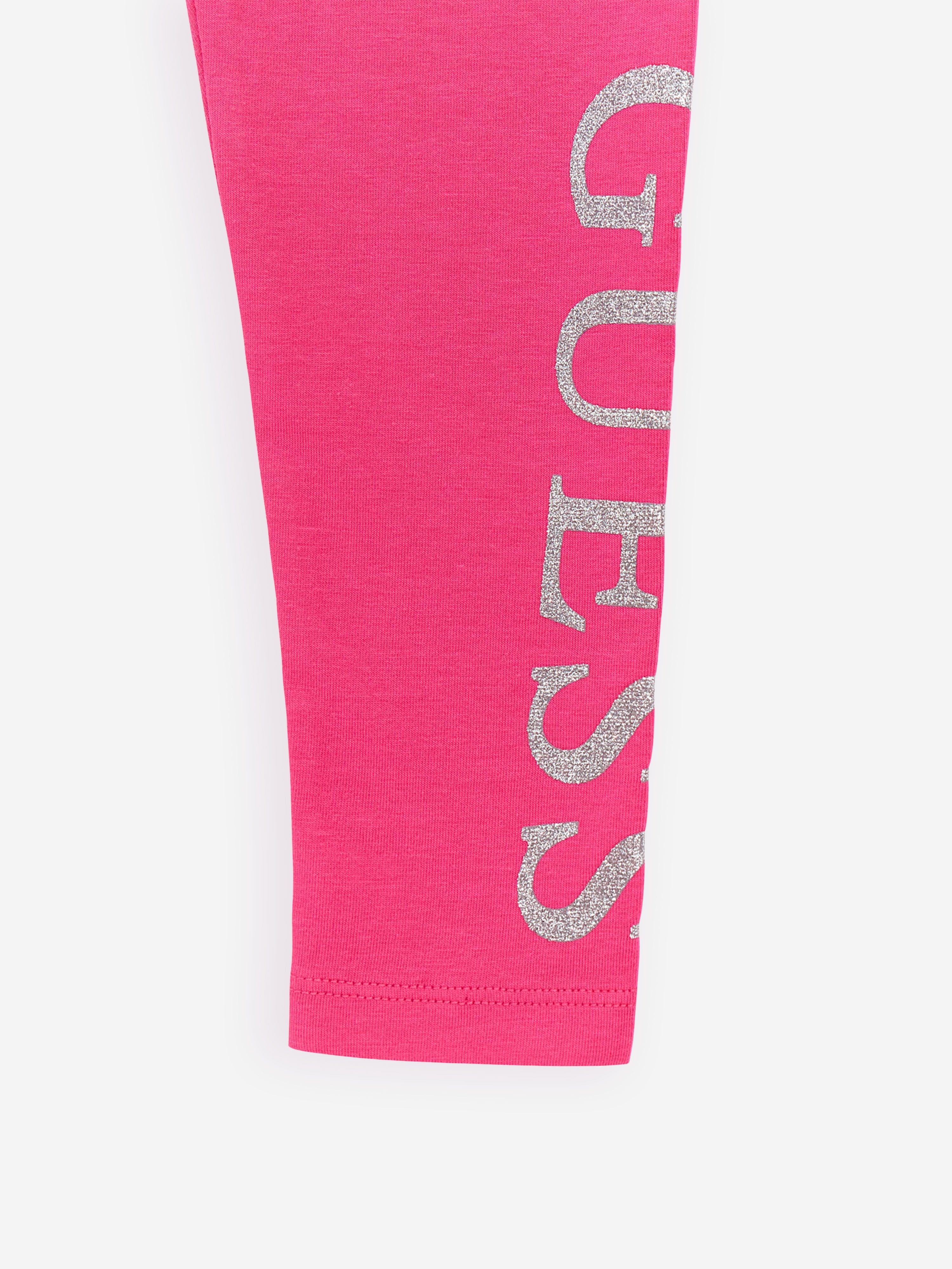 Guess Girls Logo Leggings in Pink