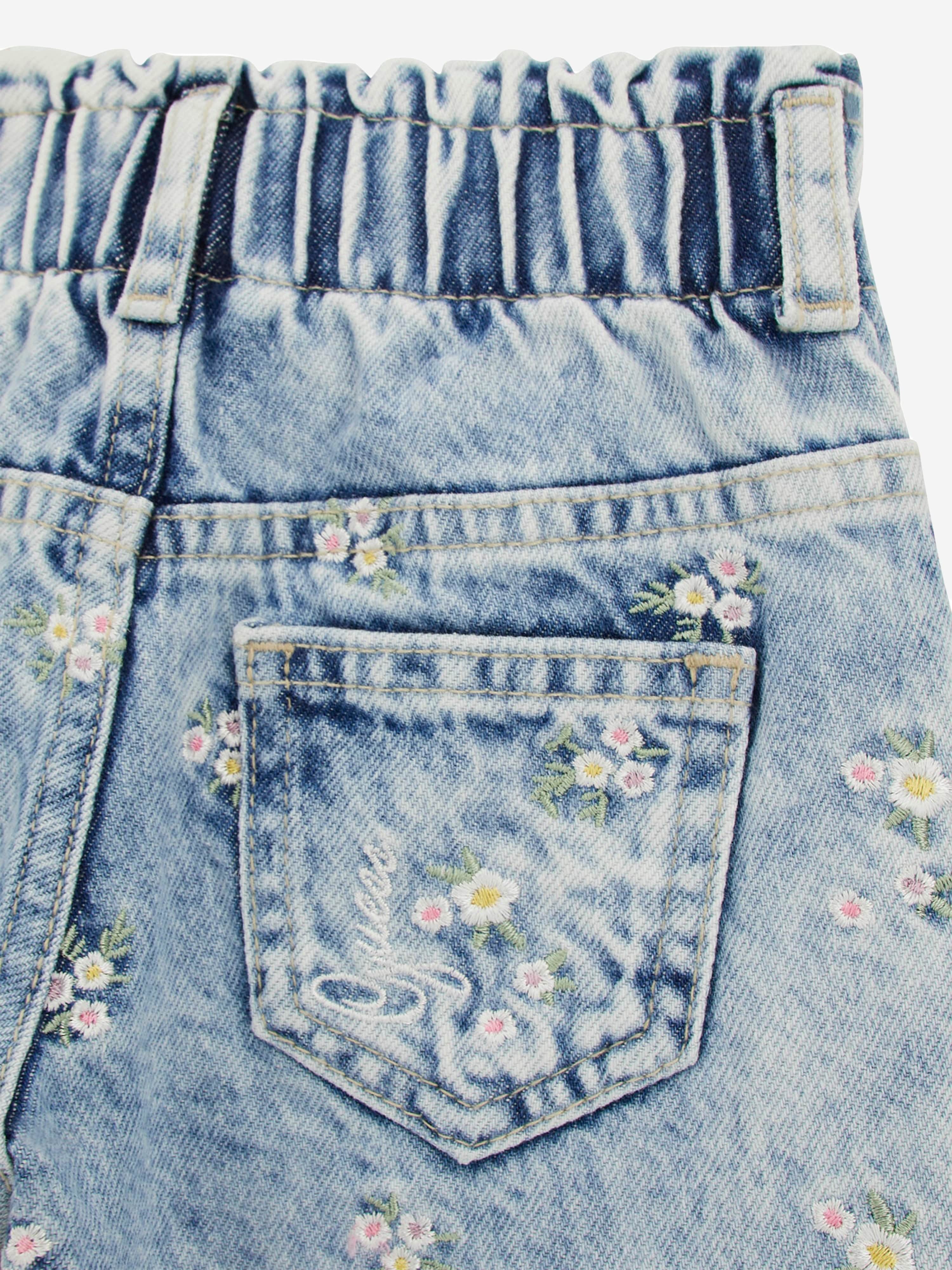 Guess Girls Embroidered Flower Jeans in Blue