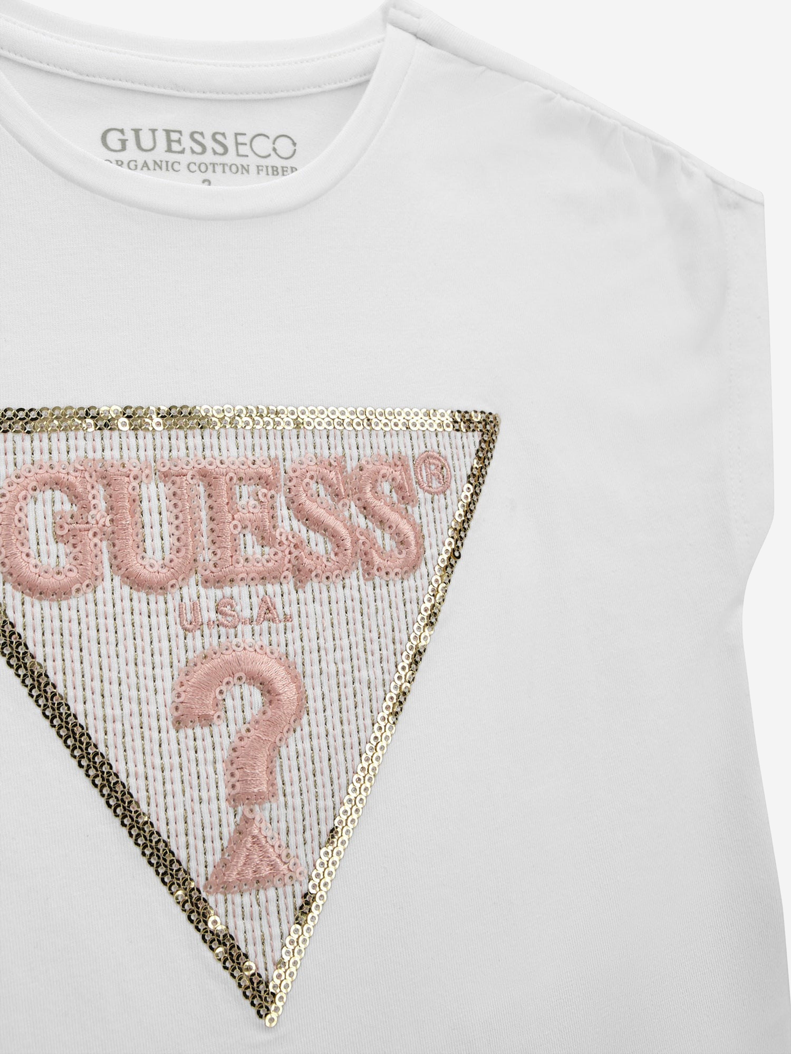 Guess Girls Logo T-Shirt in White