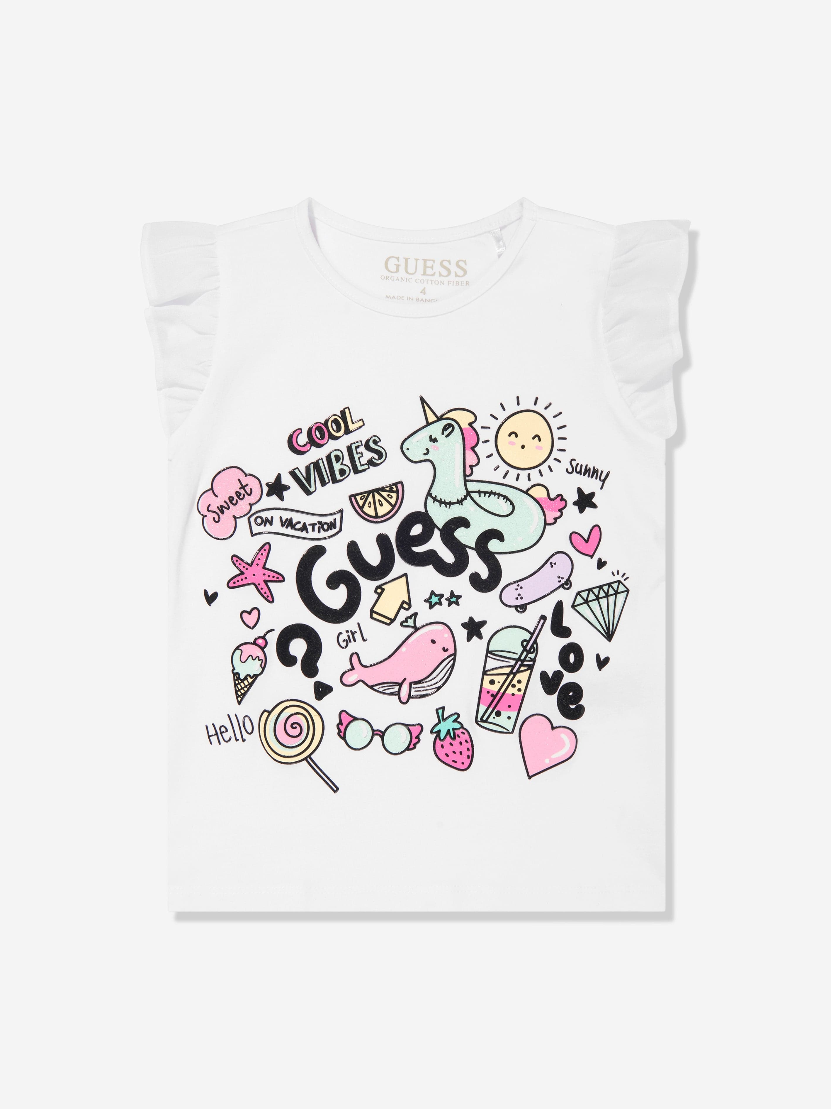 Guess Girls Logo T-Shirt in White