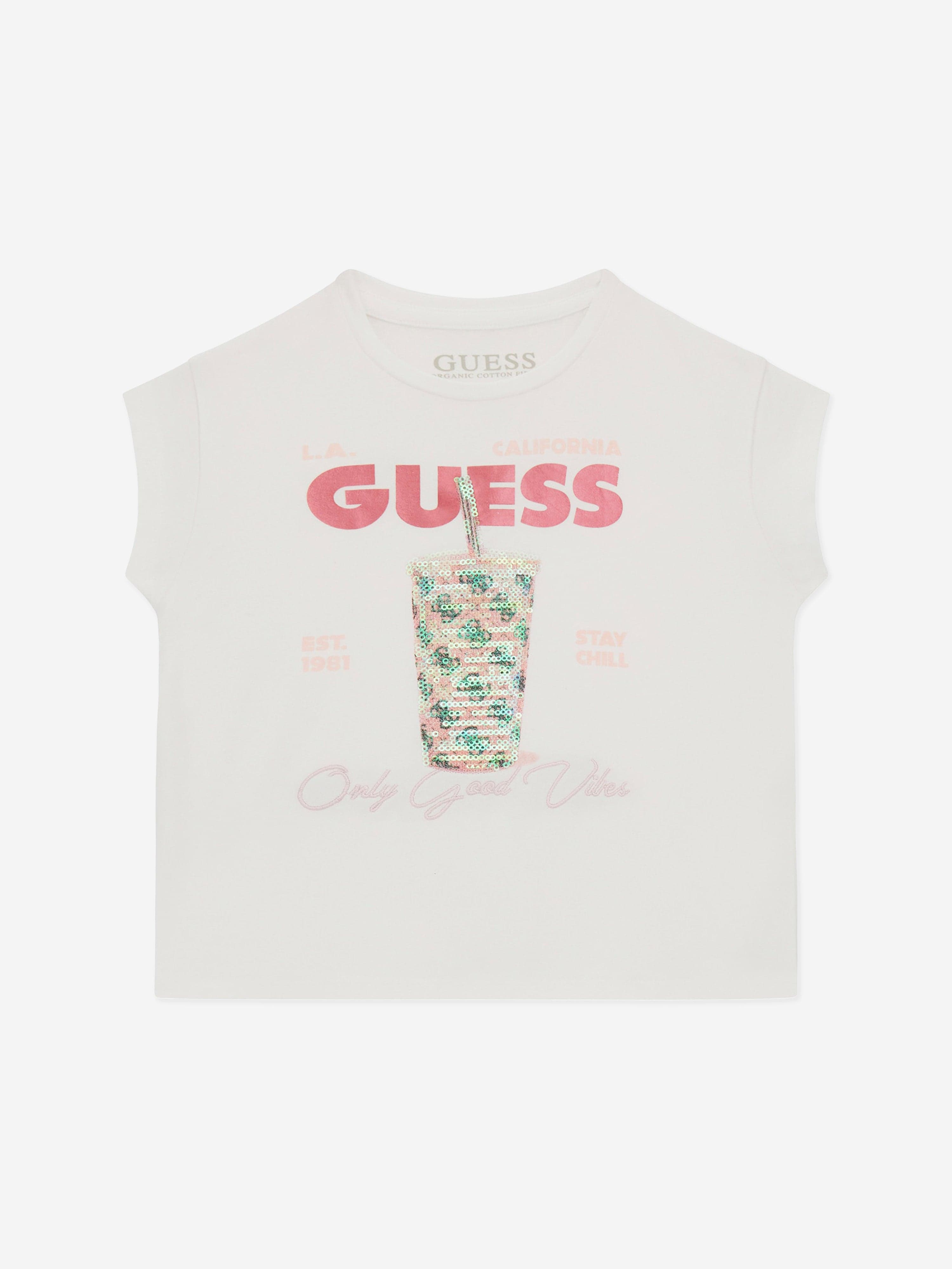 Guess Girls Party Cup T-Shirt in White