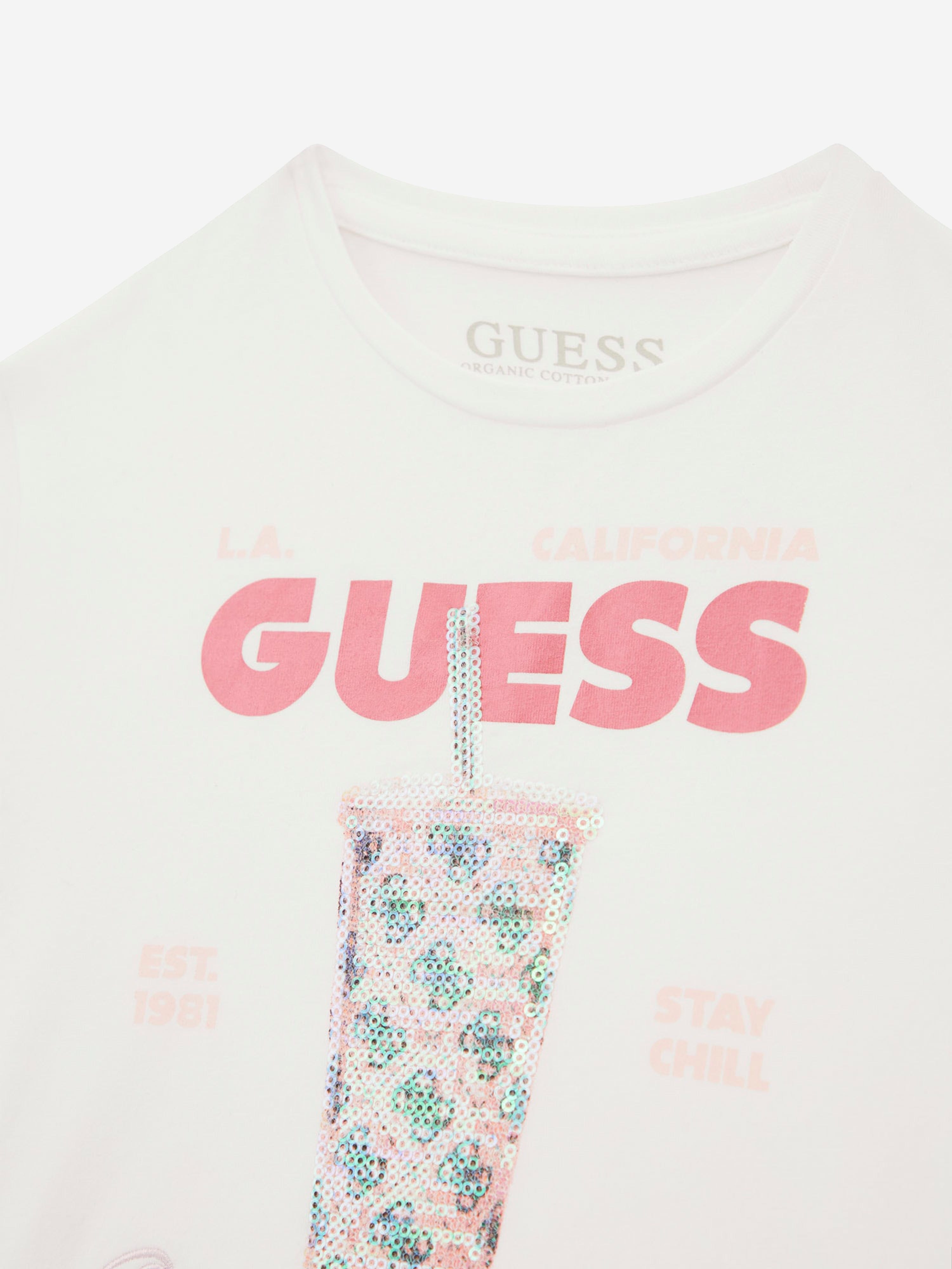 Guess Girls Party Cup T-Shirt in White