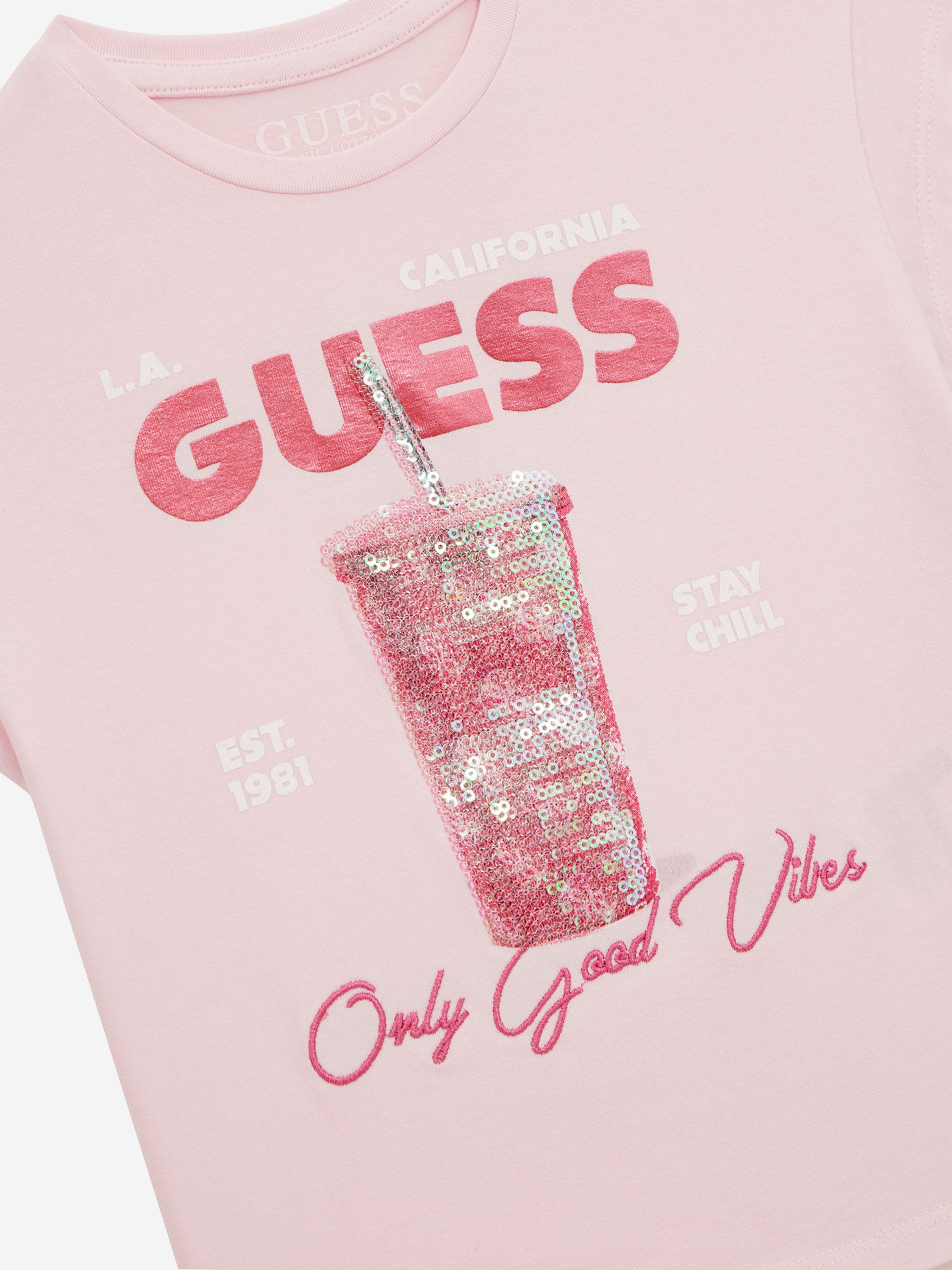 Guess Girls Tumbler Cup T-Shirt in Pink