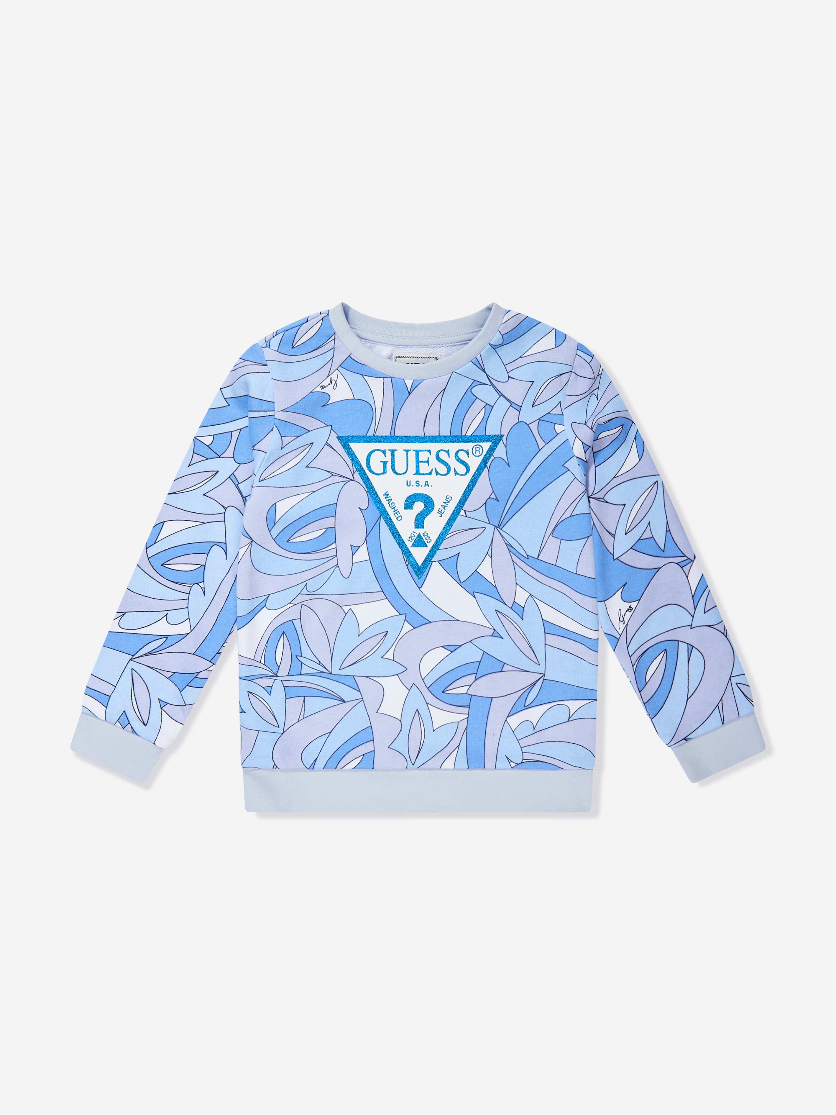 Guess Girls Abstract Logo Sweatshirt in Blue