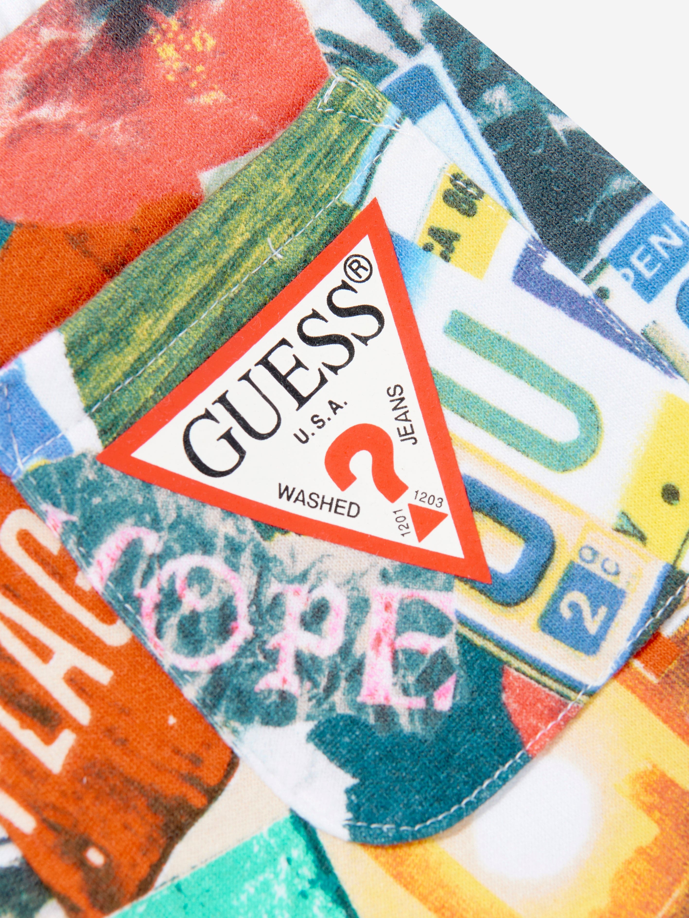 Guess Boys Photo Collage Shorts in Multicolour