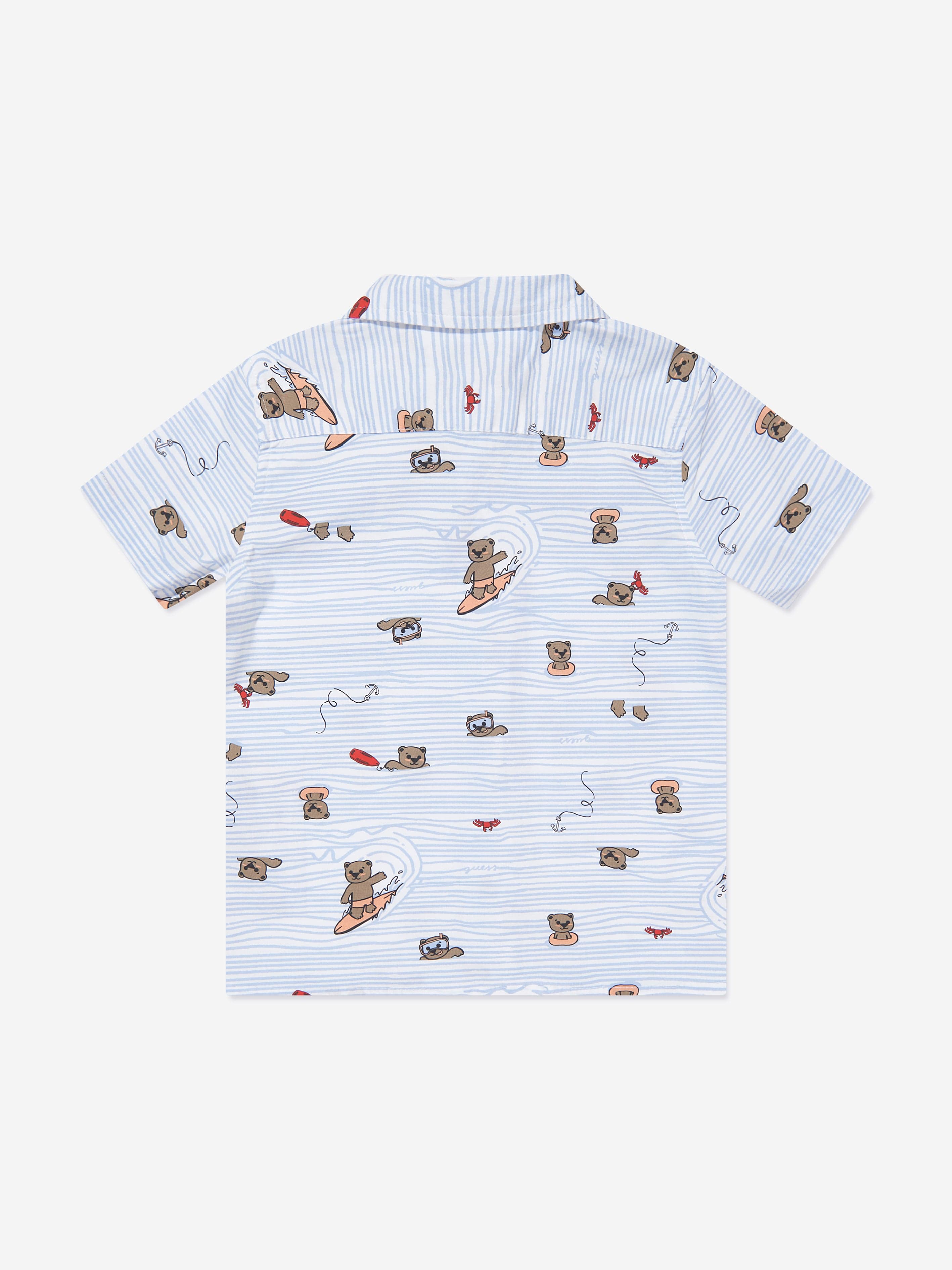 Guess Boys Seaside Bear Shirt in White