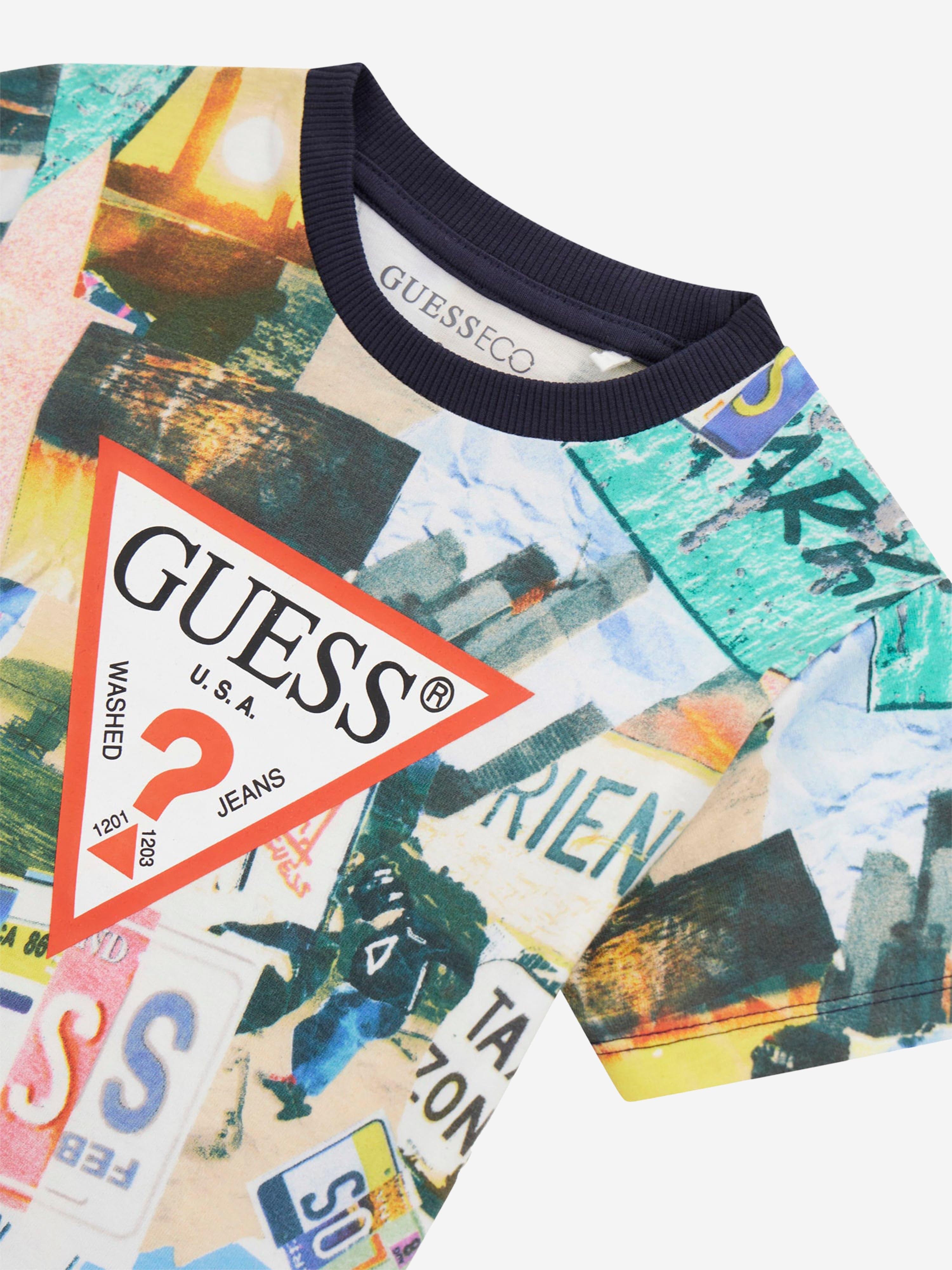 Guess Boys Photo Collage T-Shirt in Multicolour