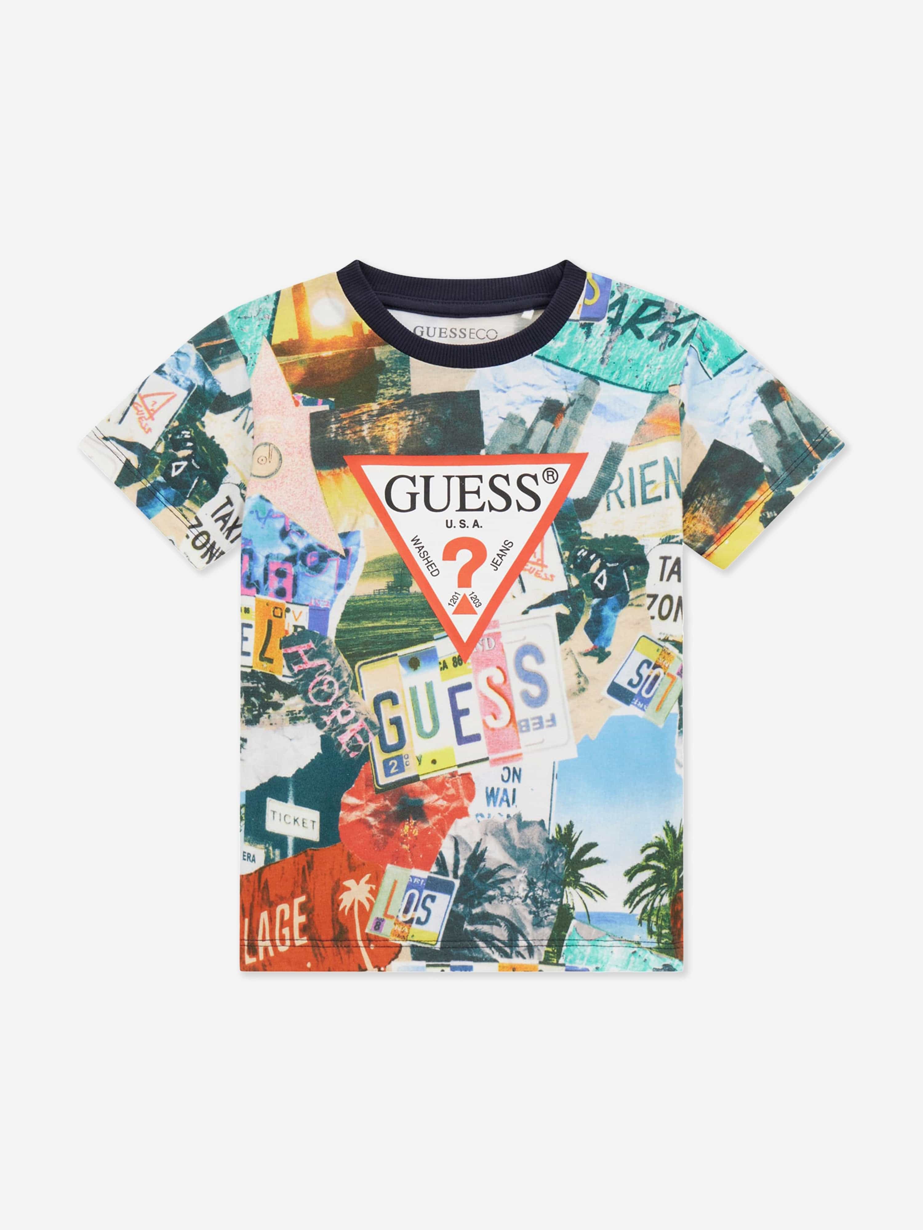 Guess Boys Photo Collage T-Shirt in Multicolour