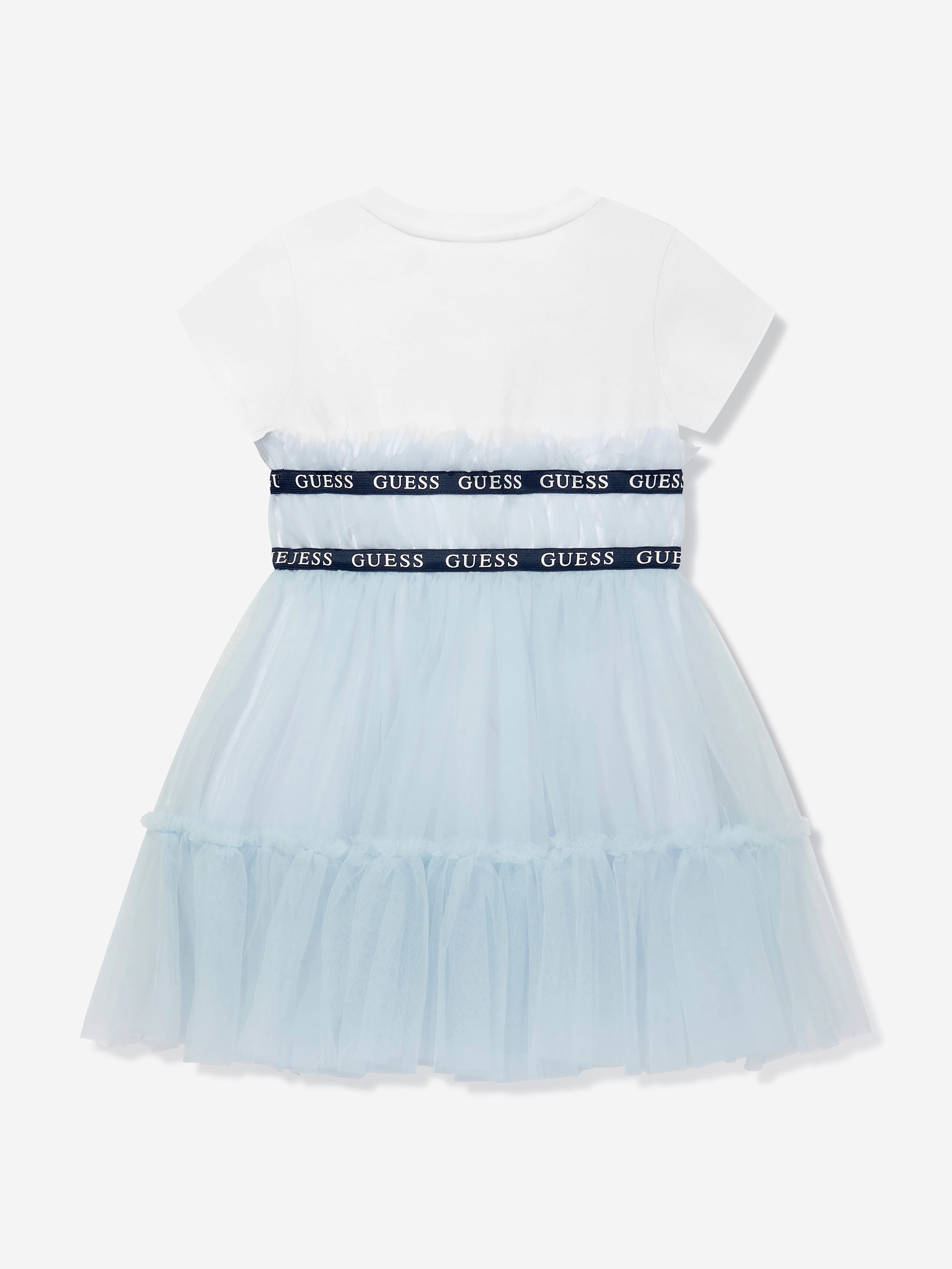 Guess Girls Jersey And Tulle Dress in Blue