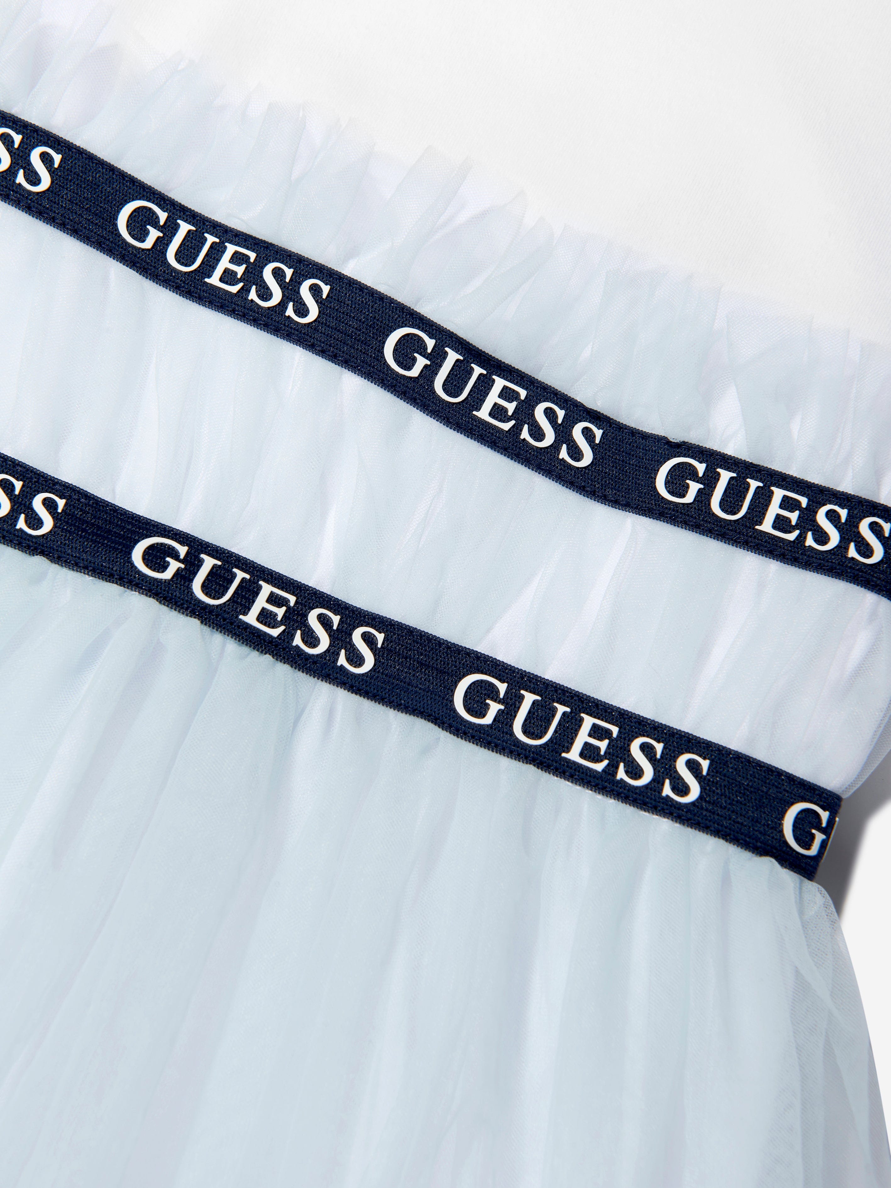 Guess Girls Jersey And Tulle Dress in Blue