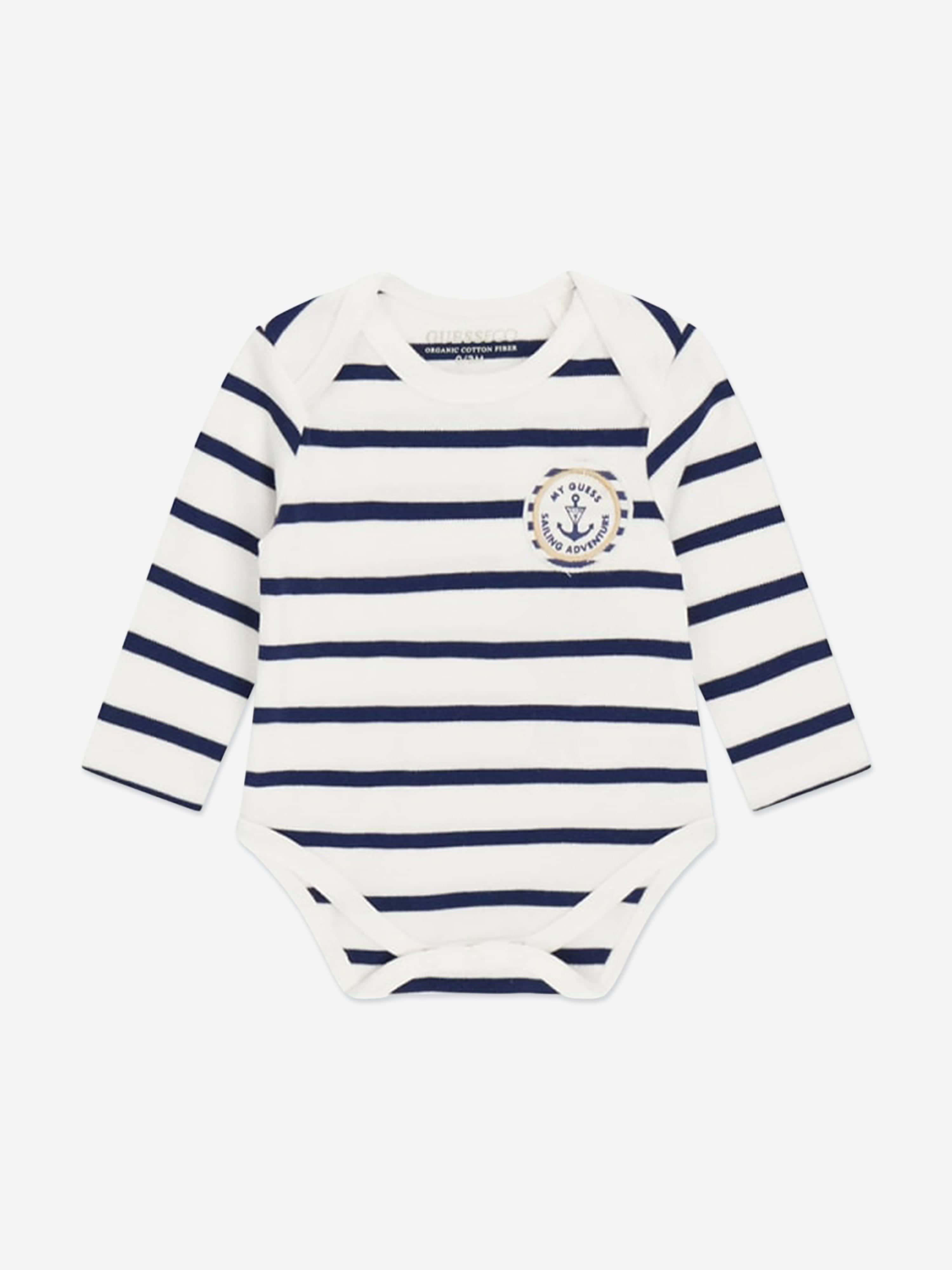 Guess Baby Striped Bodysuit Gift Set in Navy