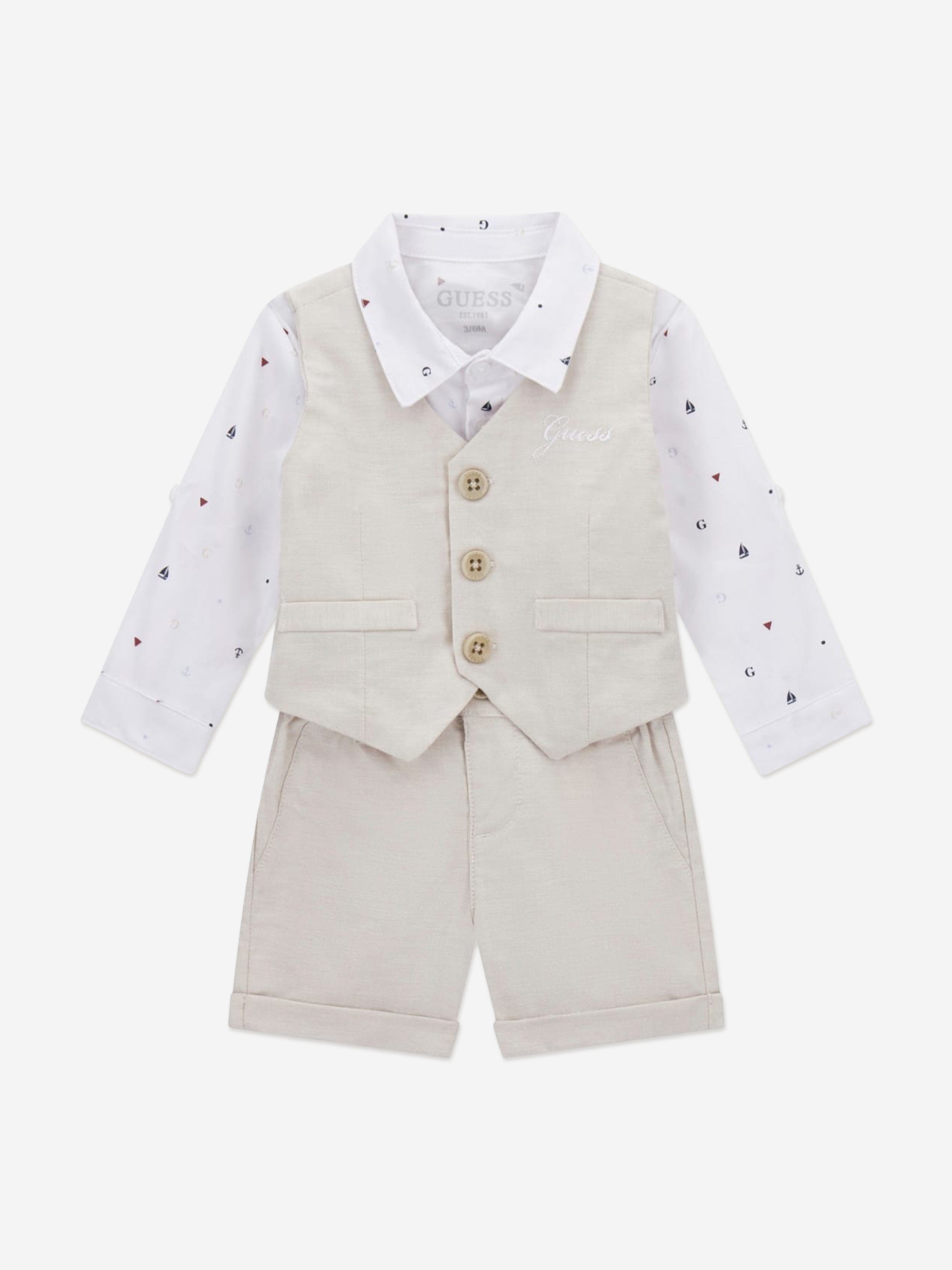 Guess Baby Boys Short Set in Beige