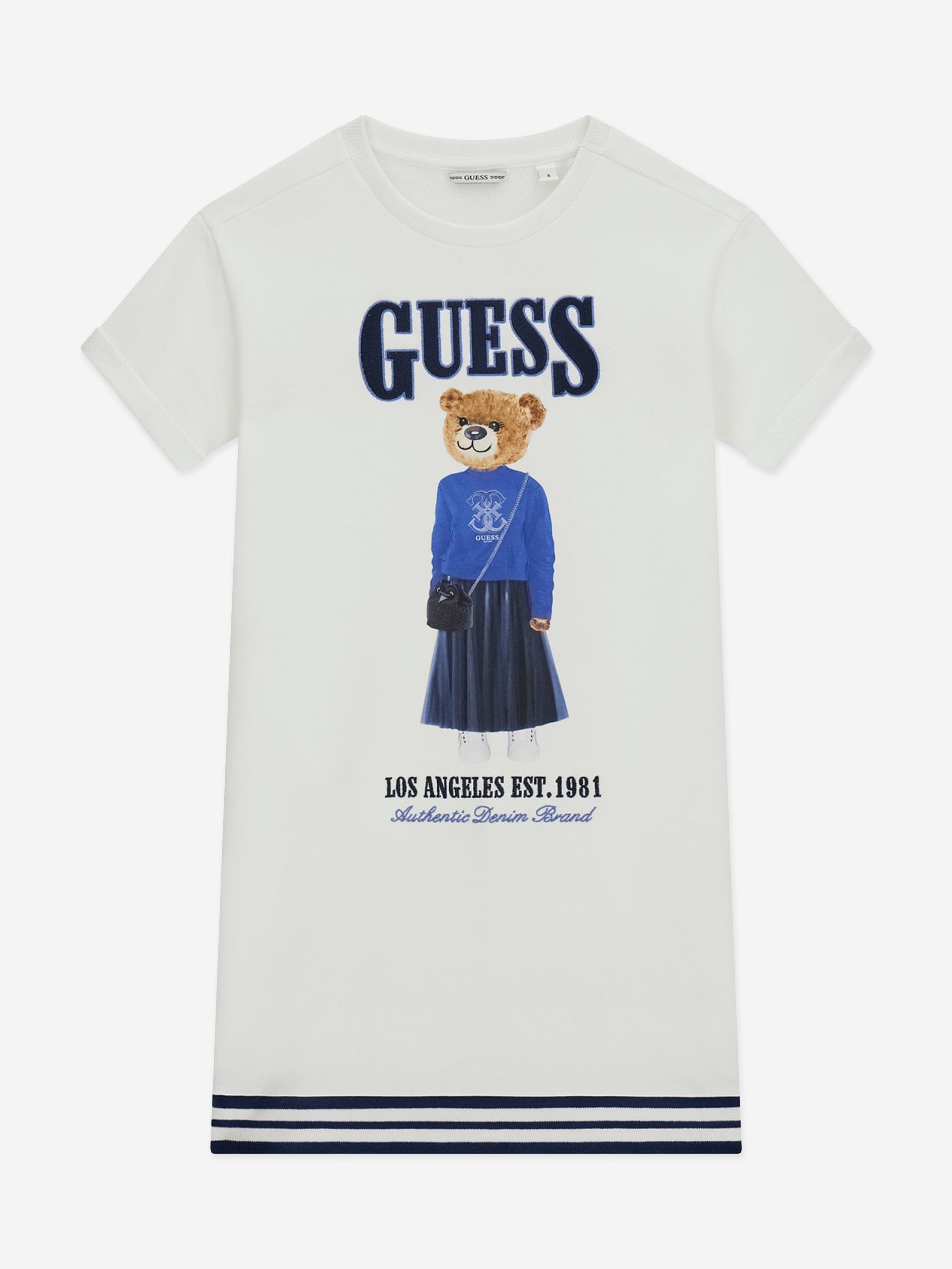 Guess Girls Bear Sweater Dress in White