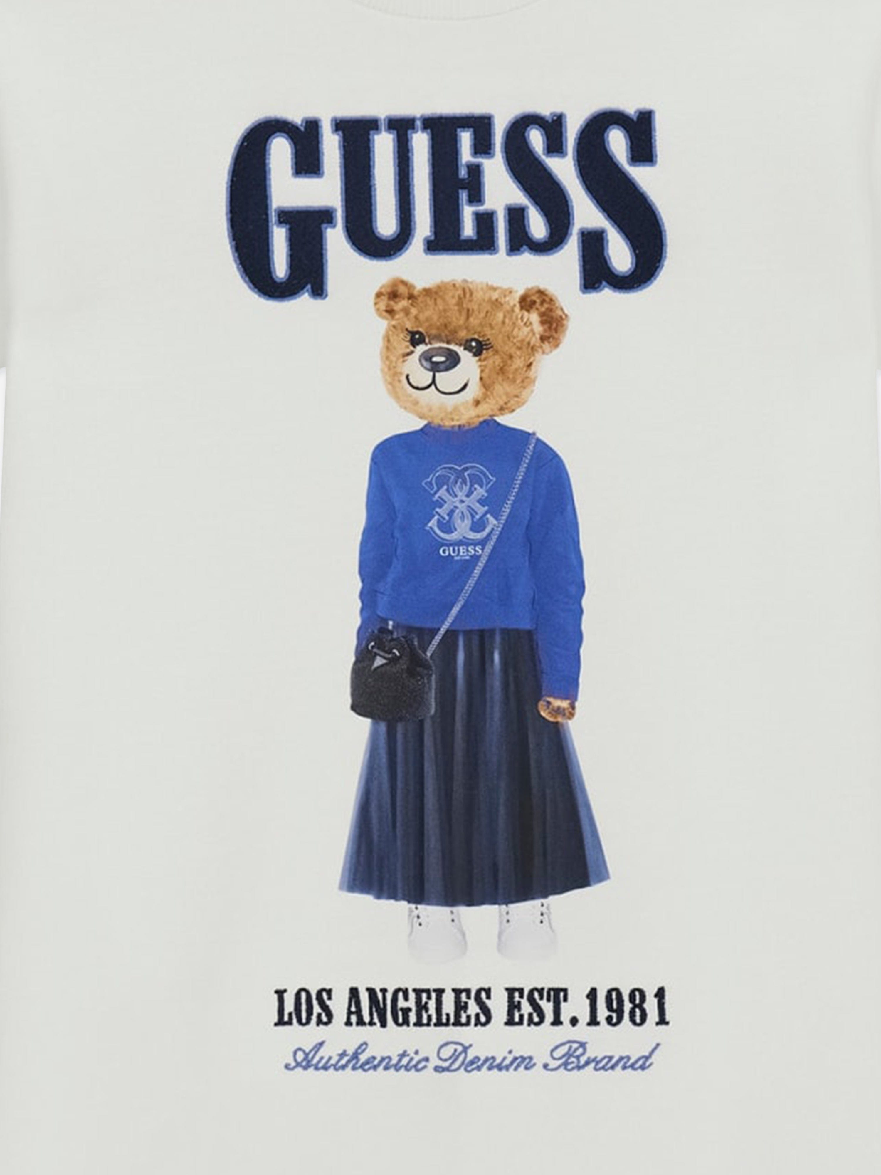 Guess Girls Bear Sweater Dress in White