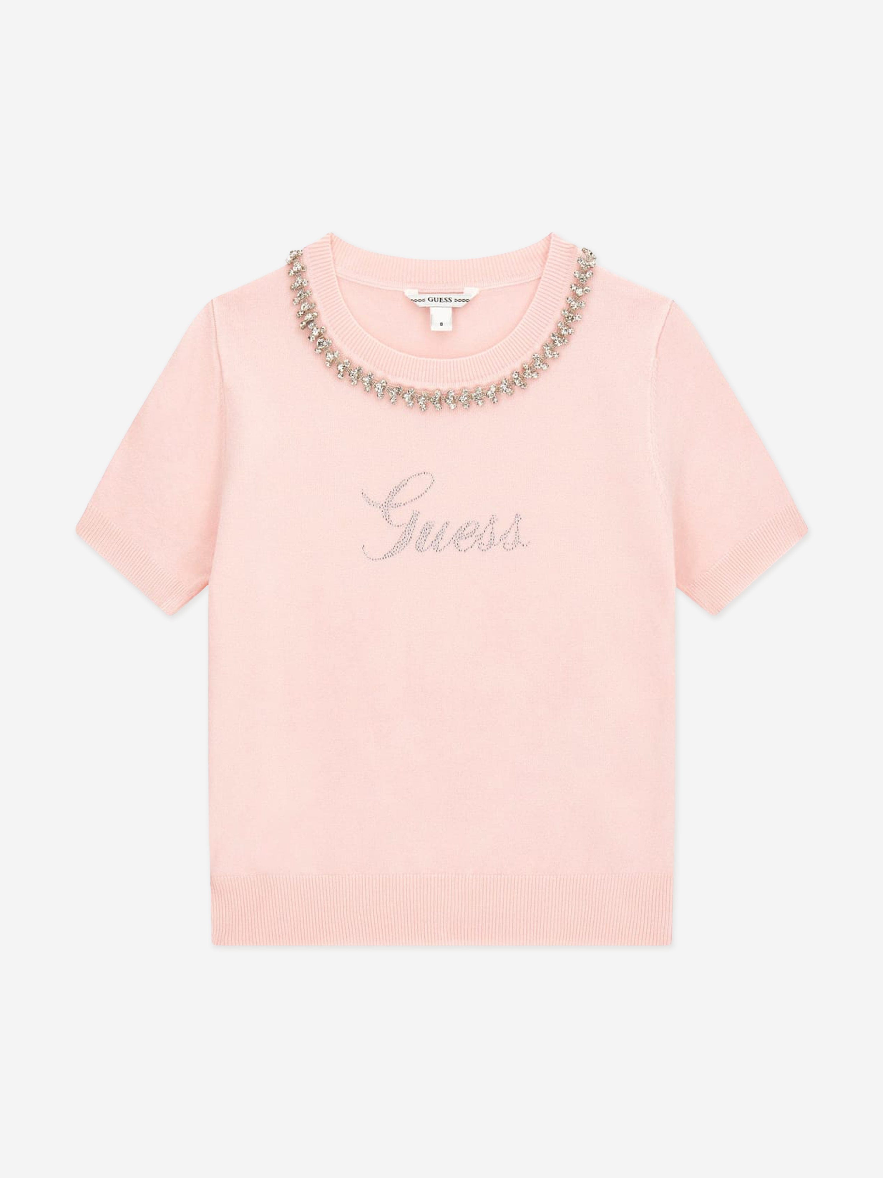 Guess Girls Logo Sweater Top in Pink